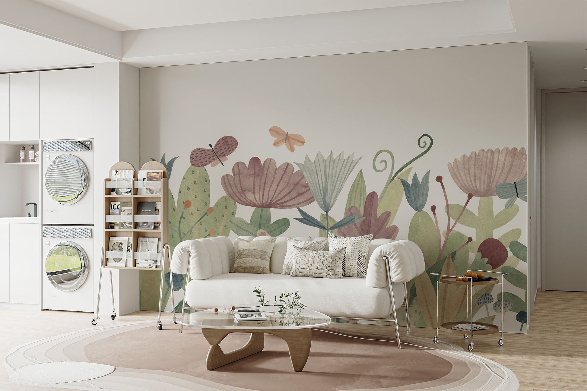 Self-adhesive butterfly garden mural for nature-inspired decor