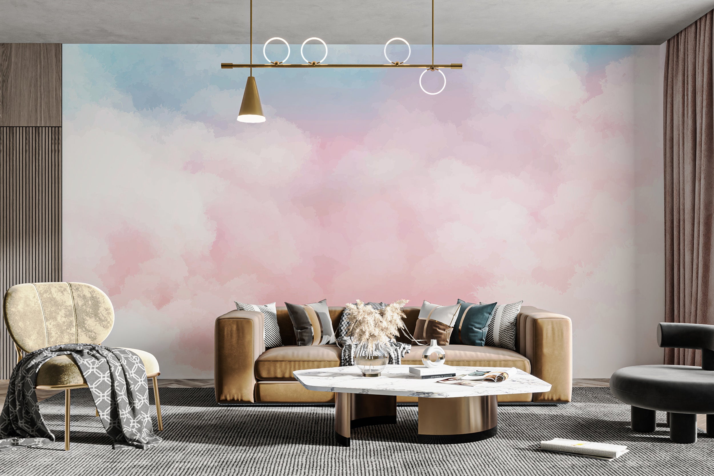 Temporary pink clouds wallpaper for serene spaces