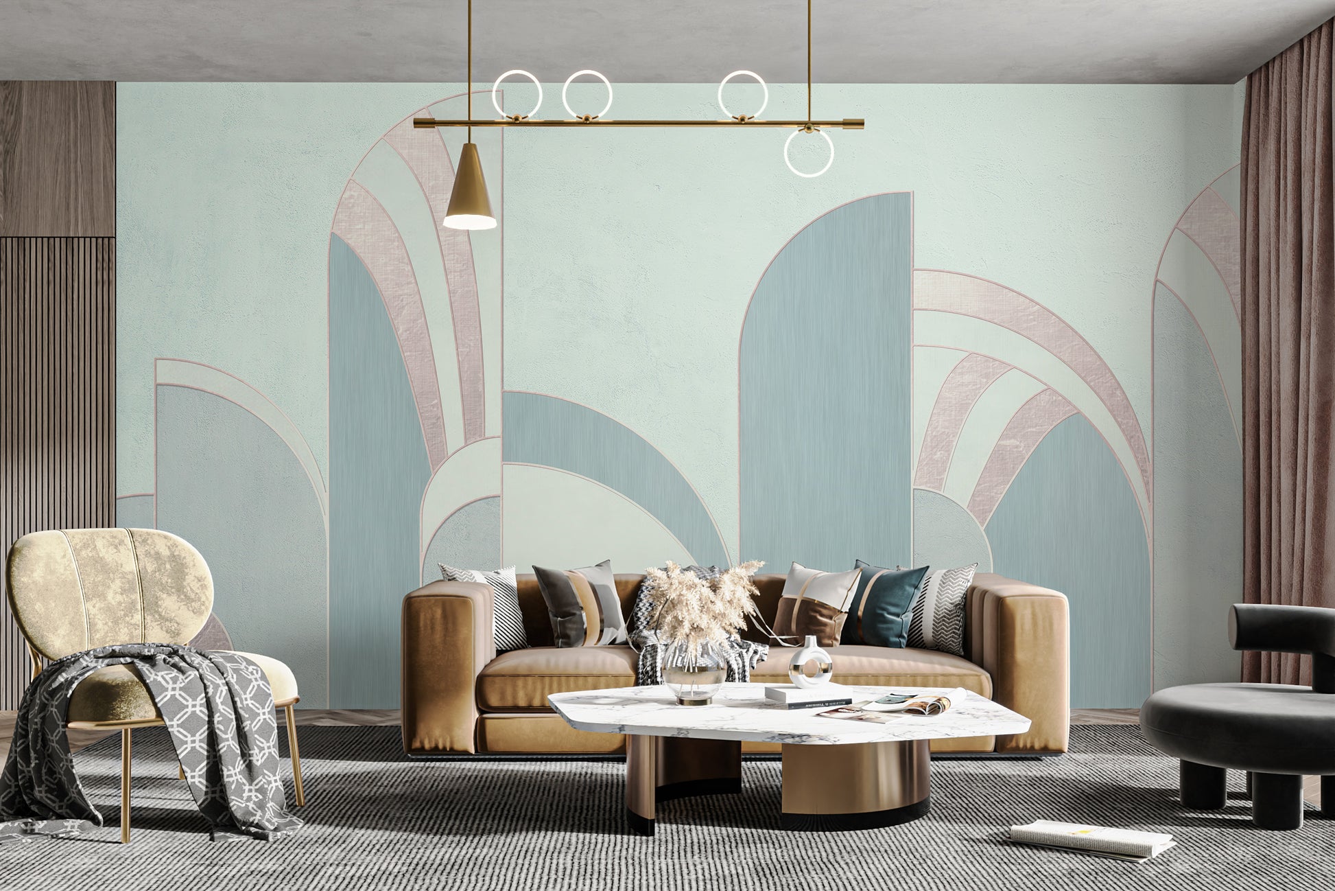 Peel and stick teal abstract wallpaper for walls