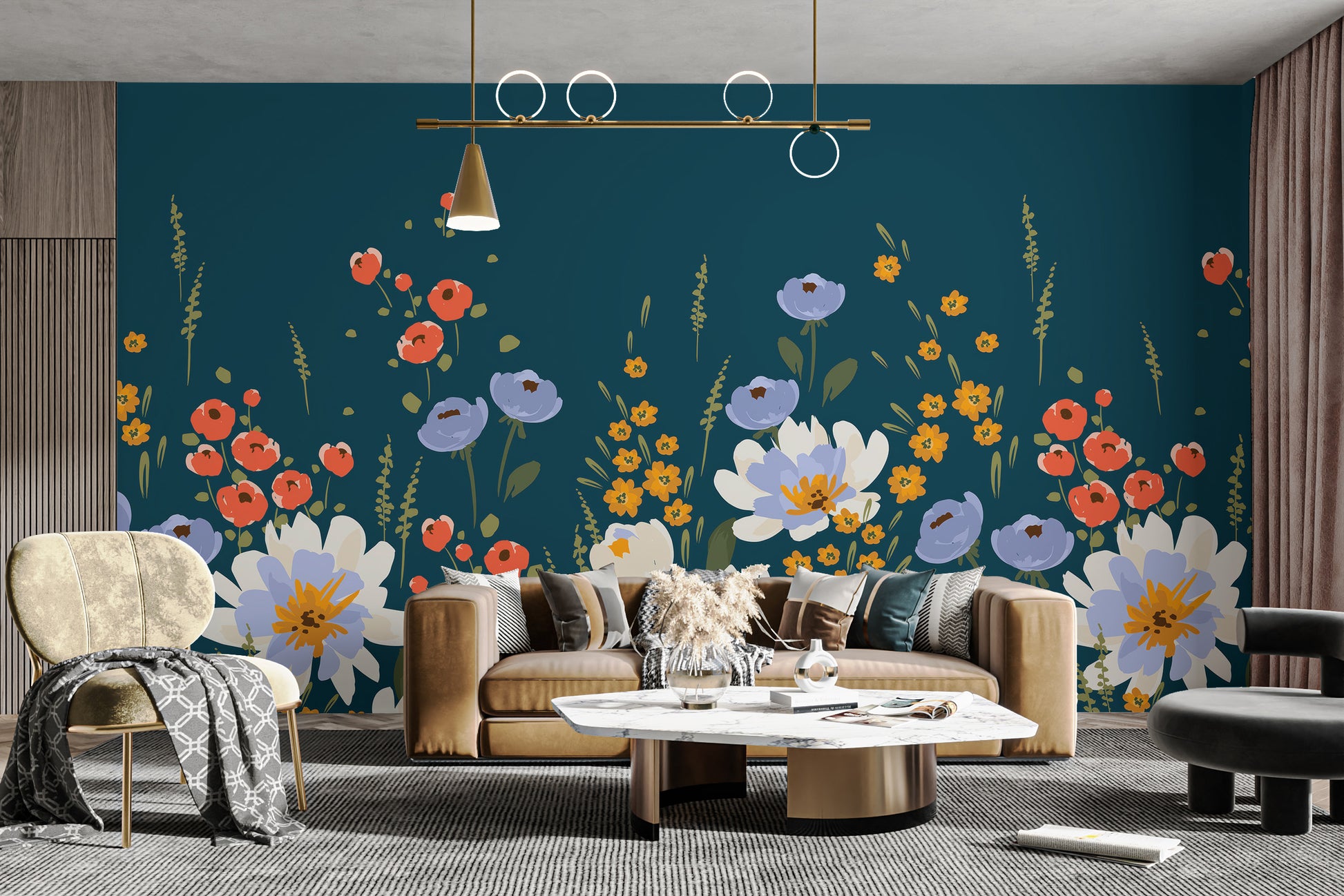 Midnight blossoms wallpaper mural for elegant decor