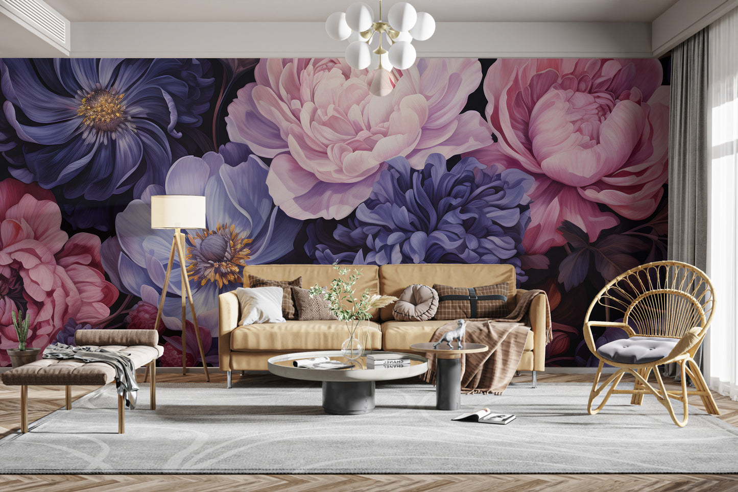 Midnight Florals Wall Mural