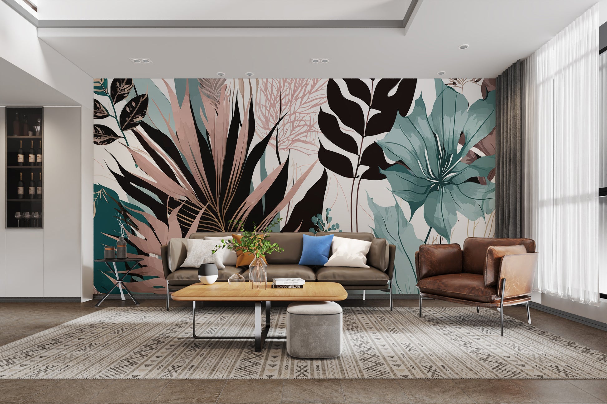 Decorative tropical elegance mural for lush, elegant rooms