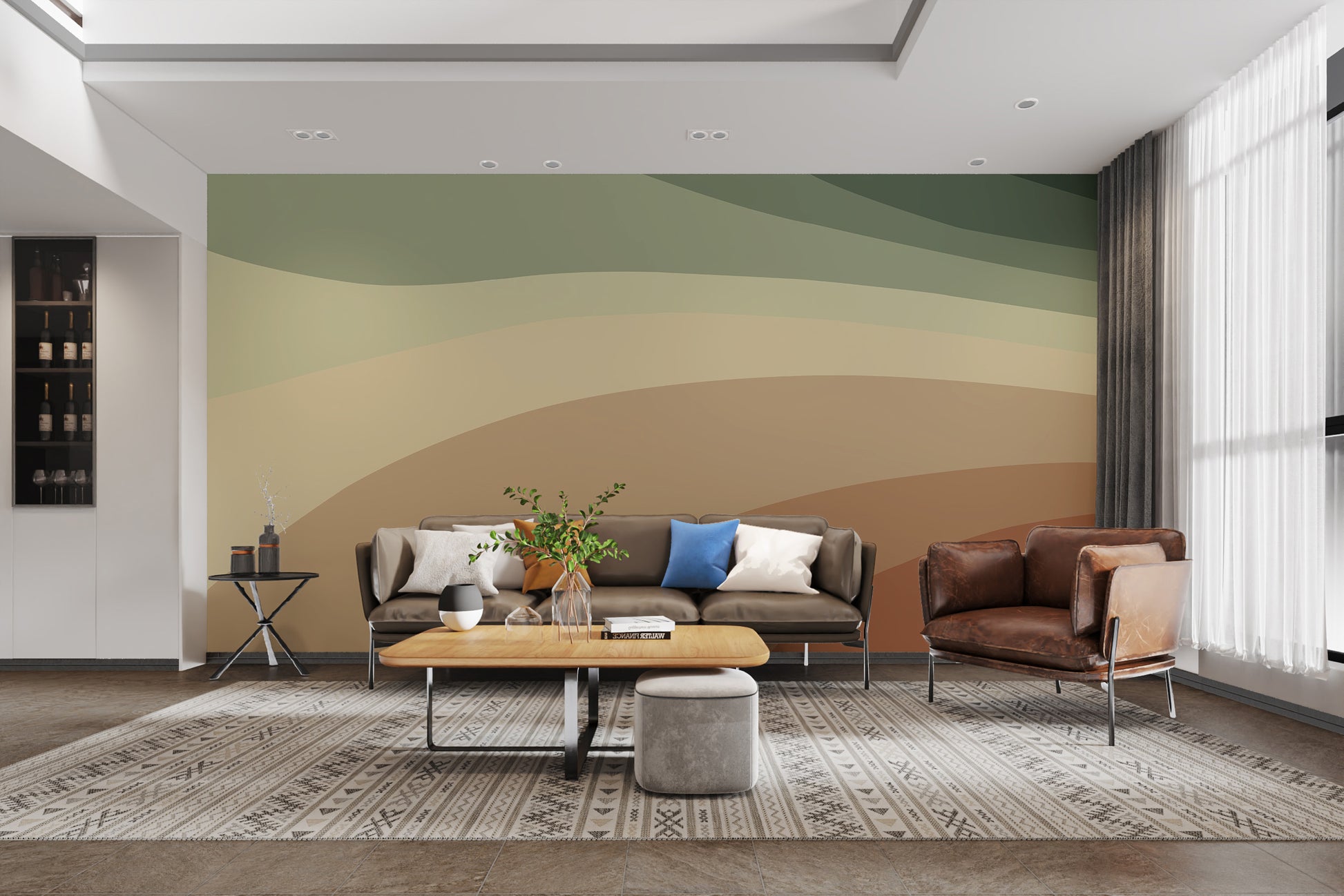 Artistic modern abstract mural for a sleek, stylish space