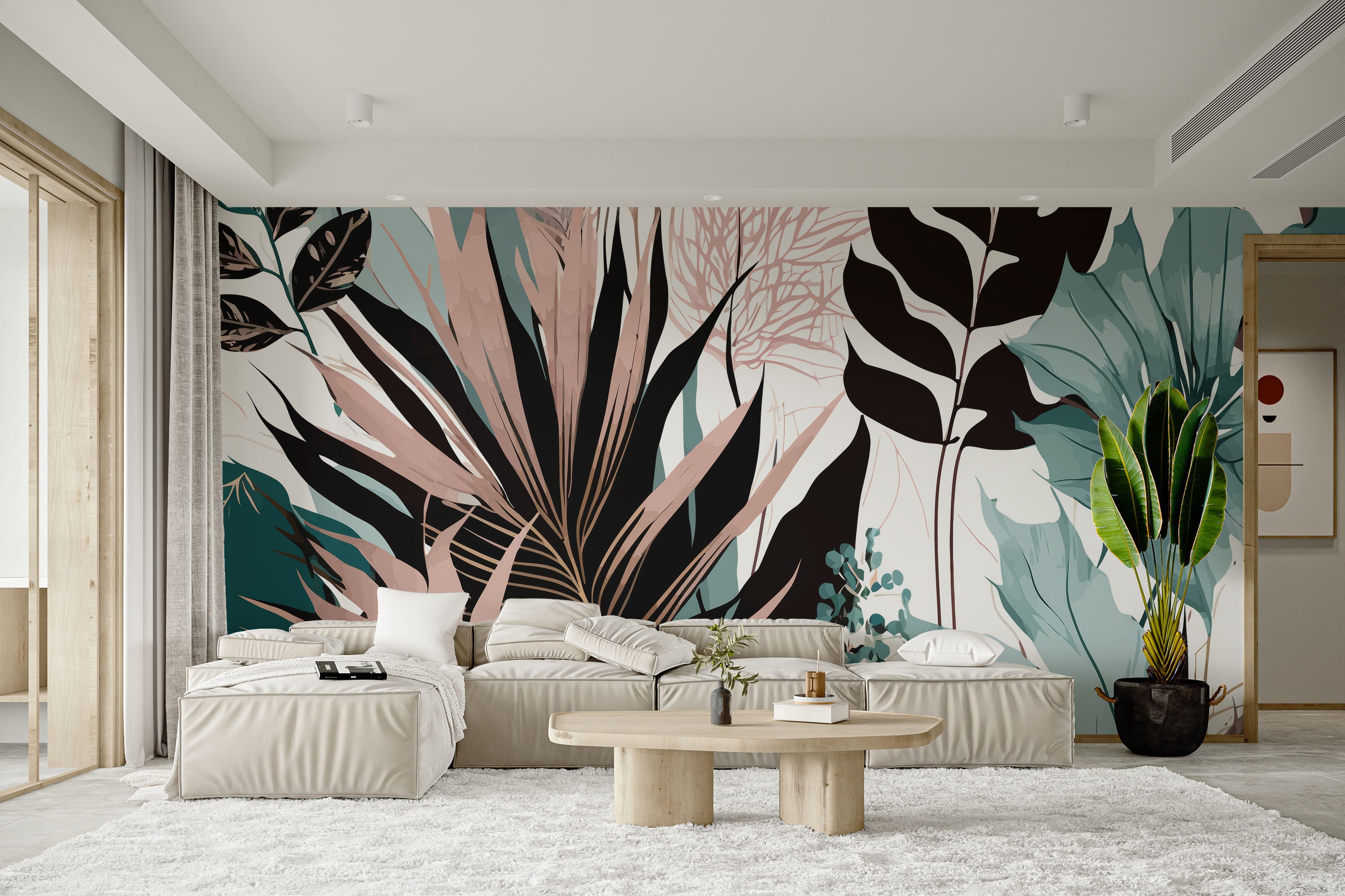 Sophisticated tropical elegance mural for modern interiors