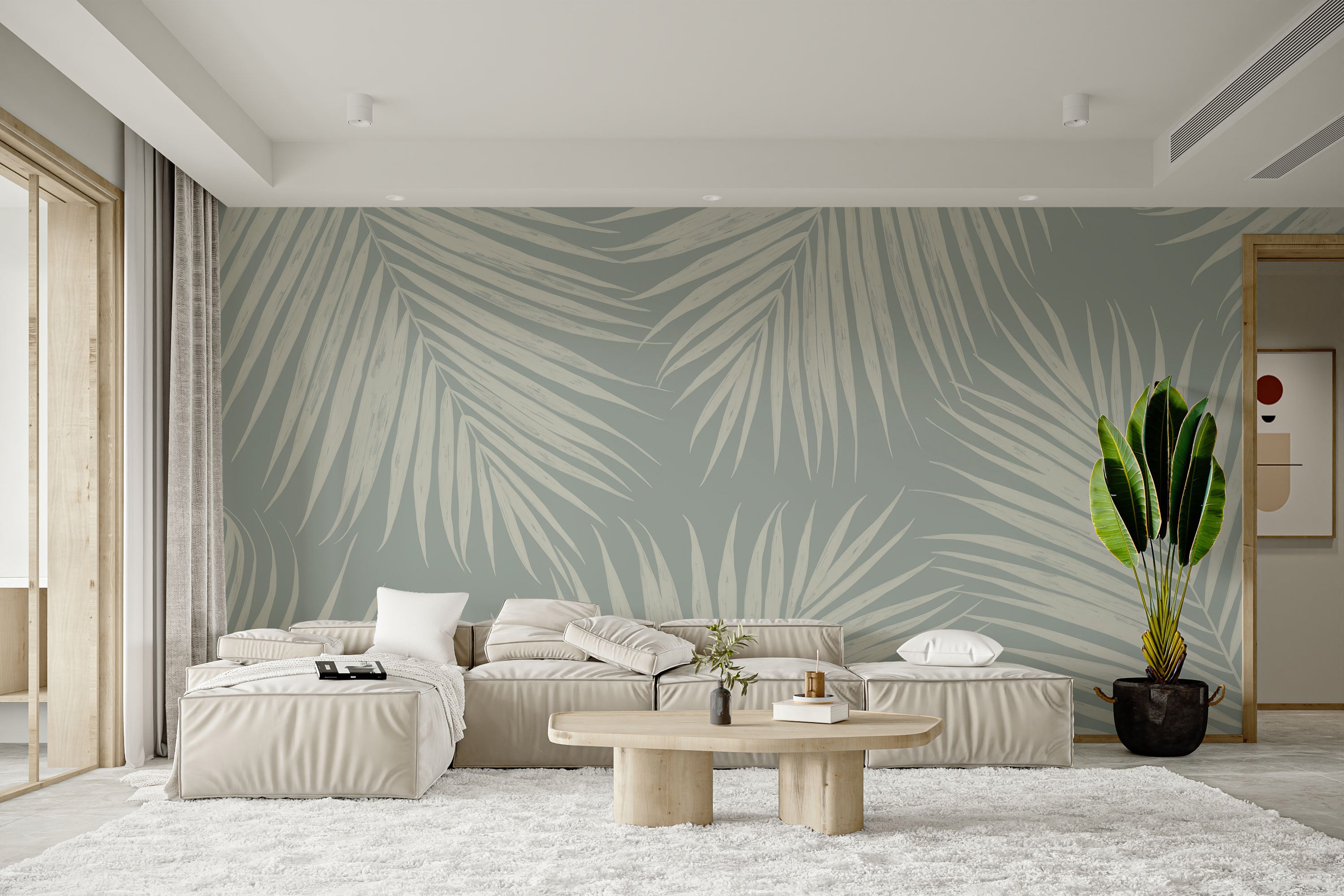 Temporary tropical palm wallpaper for fresh decor