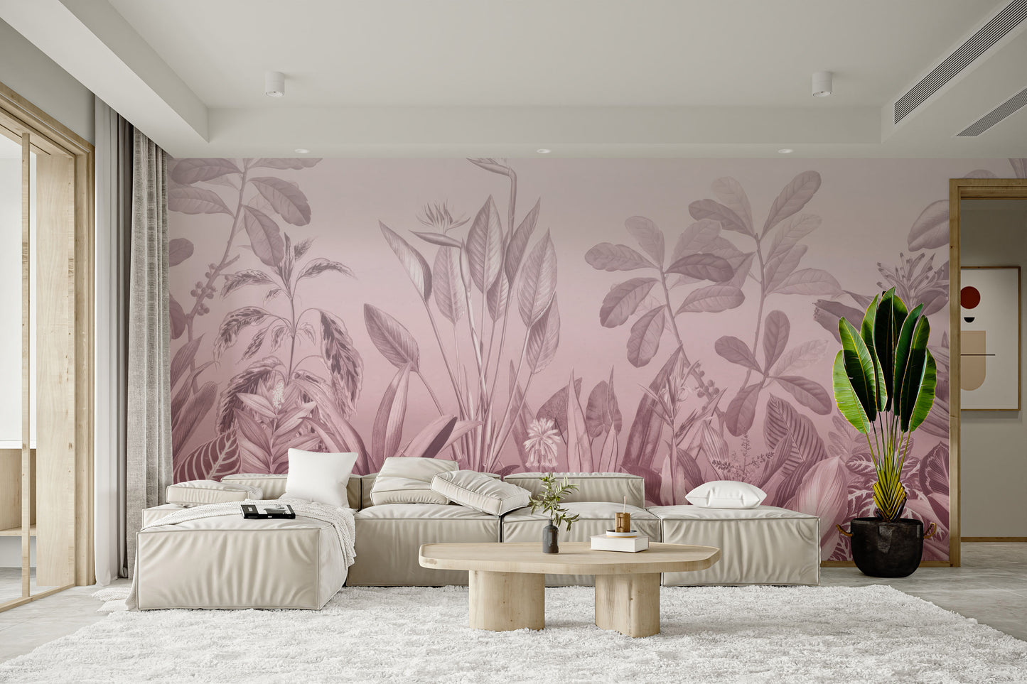 Pink Botanical Wall Mural