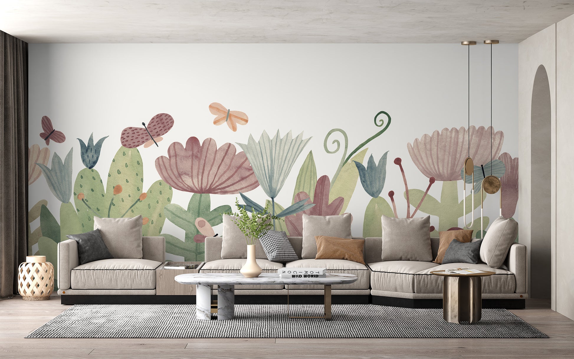 Peel and stick butterfly garden mural for vibrant walls