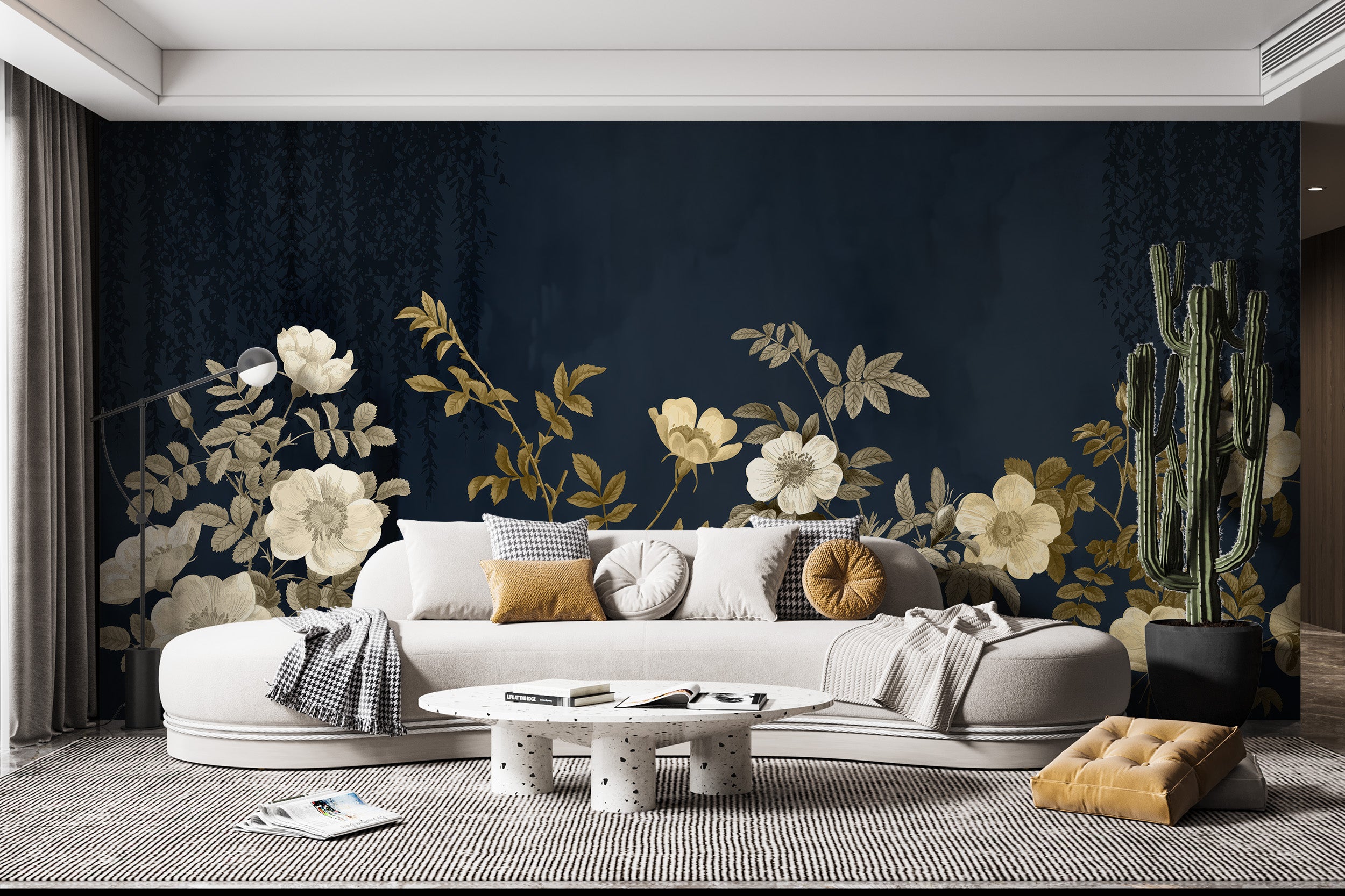 Beautiful golden blossoms mural for sophisticated walls