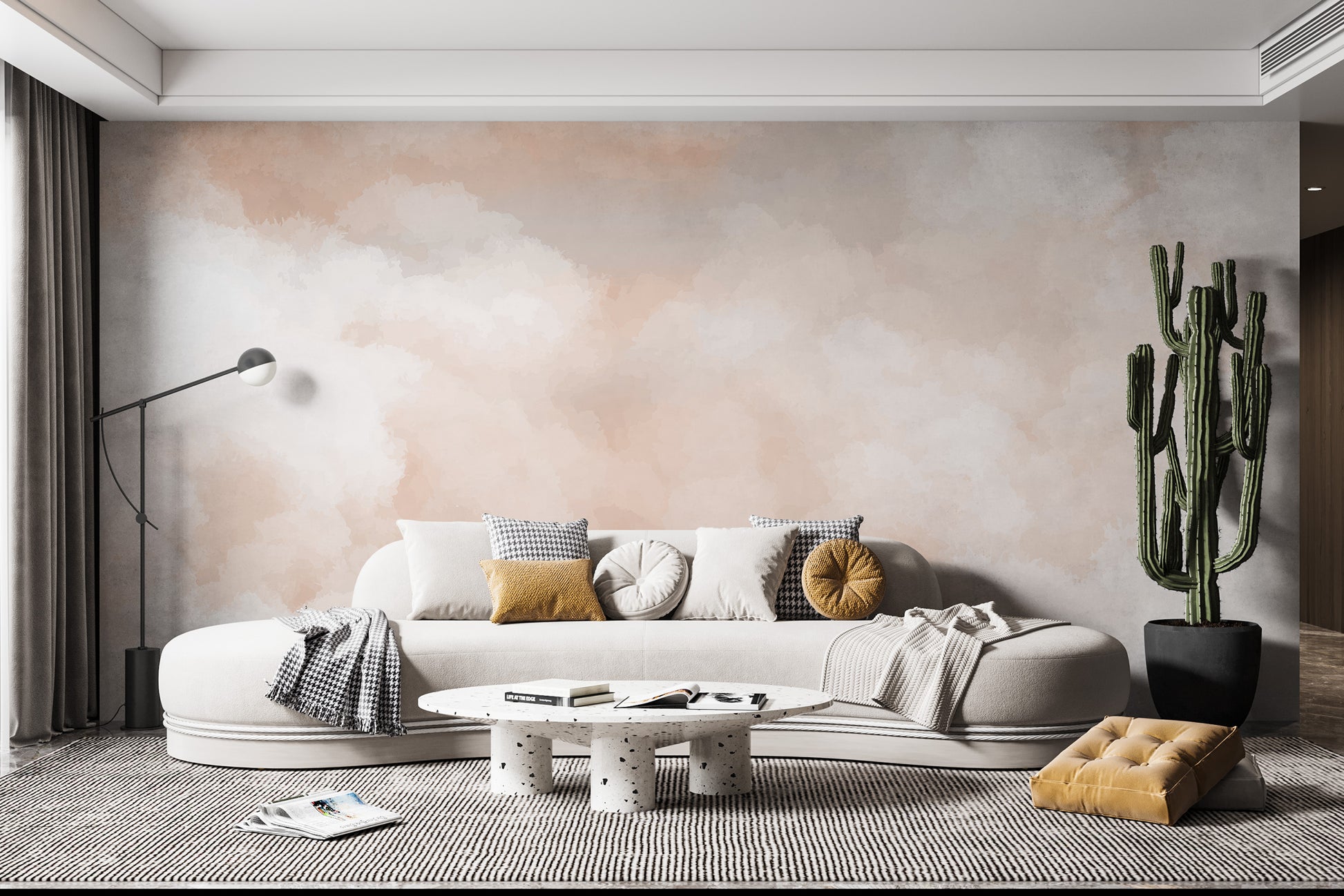 Temporary soft peach sunrise wallpaper for walls