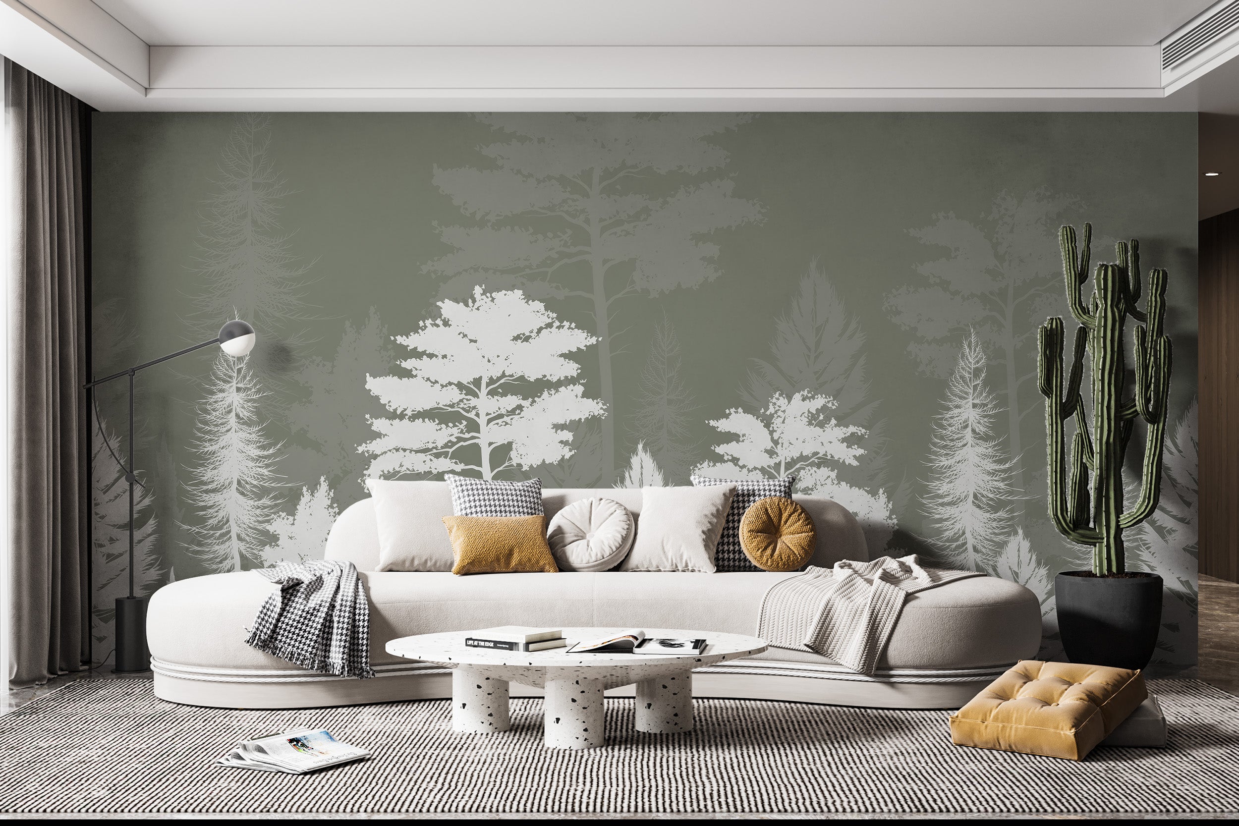 Removable woods shadow mural wallpaper for decor