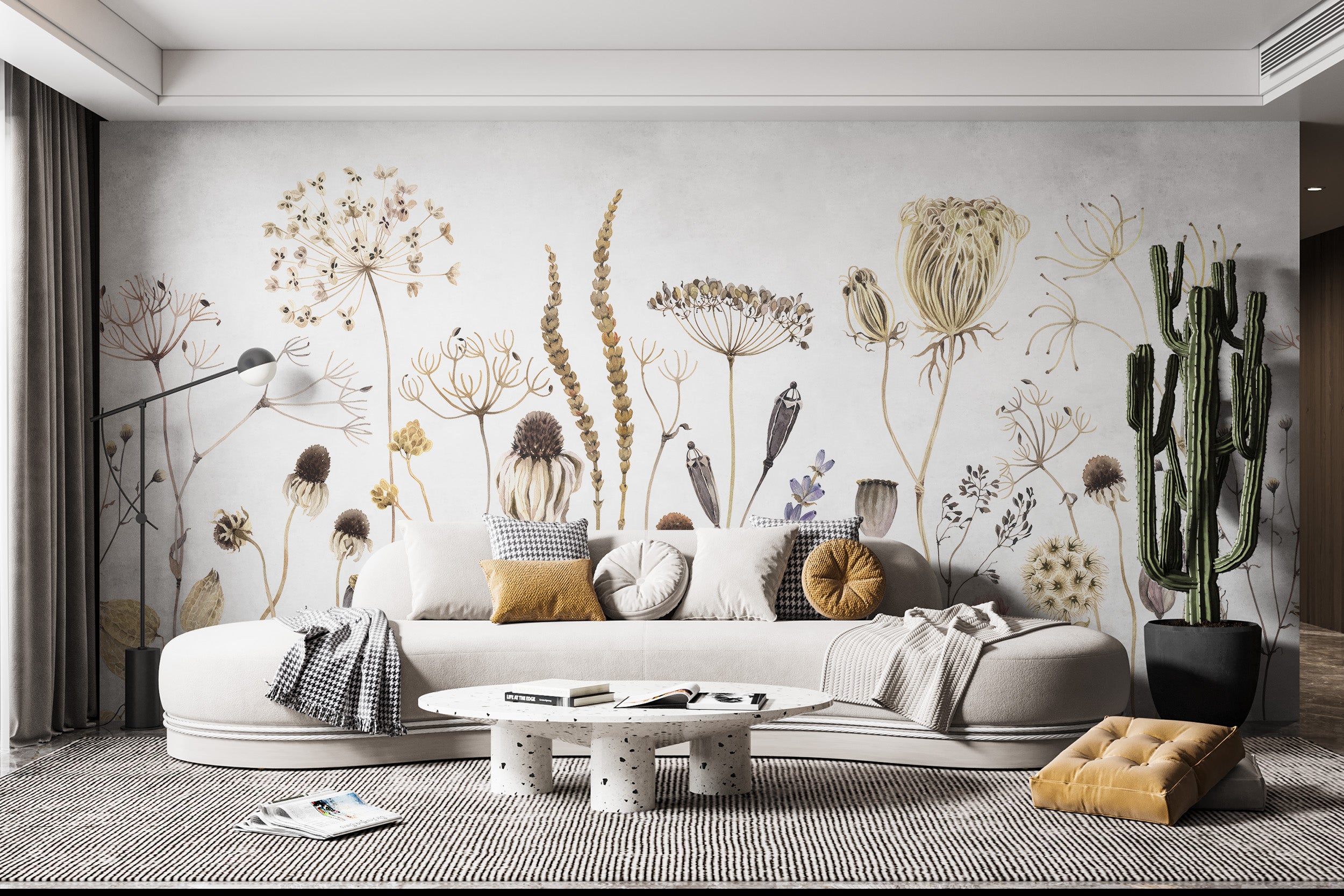 Floral whisper wall mural for serene and elegant decor