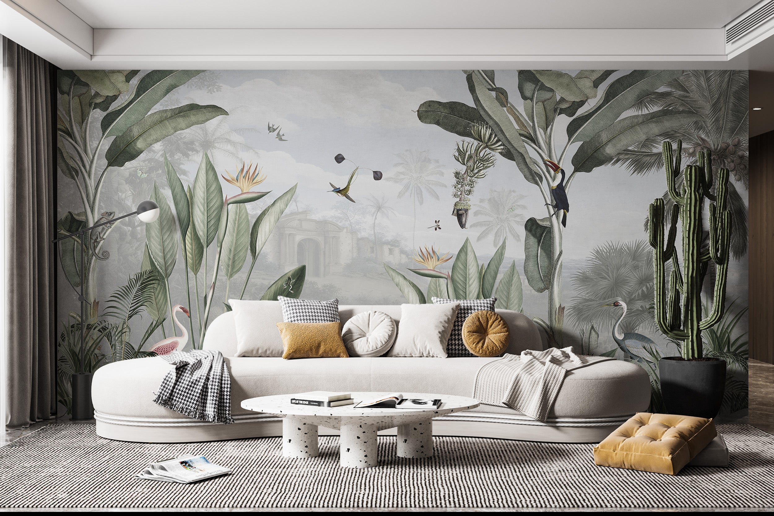 Jungle-themed mural perfect for creating a tropical atmosphere
