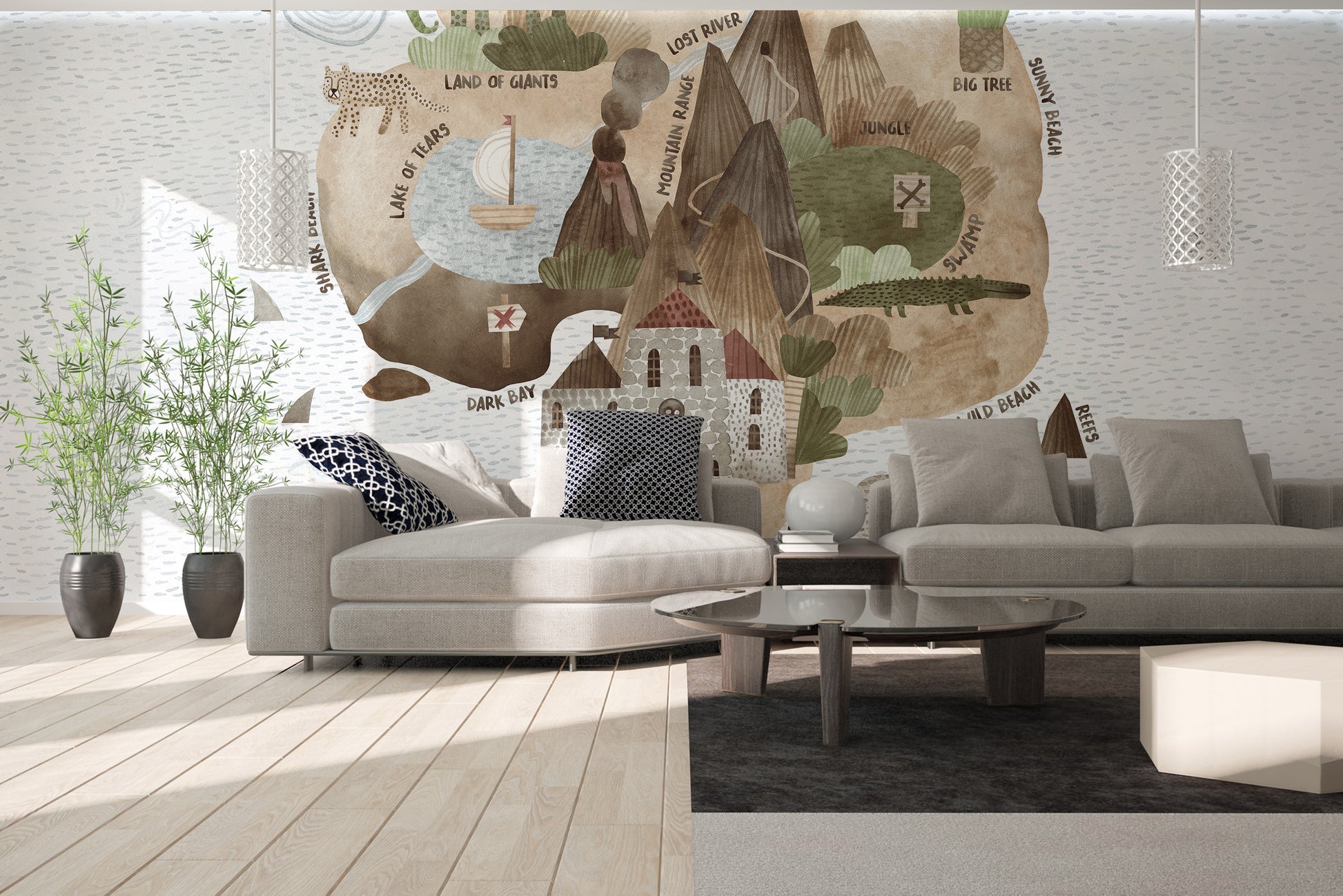 Skull Island treasure hunt mural for adventurous decor