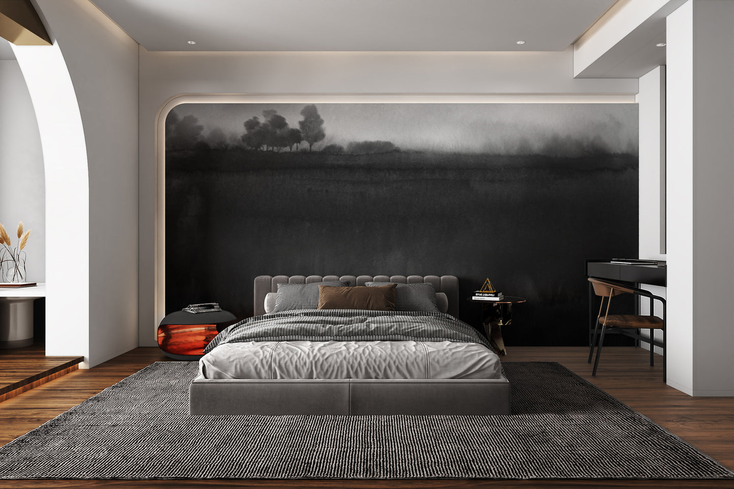 Misty monochrome mural for timeless and sophisticated decor