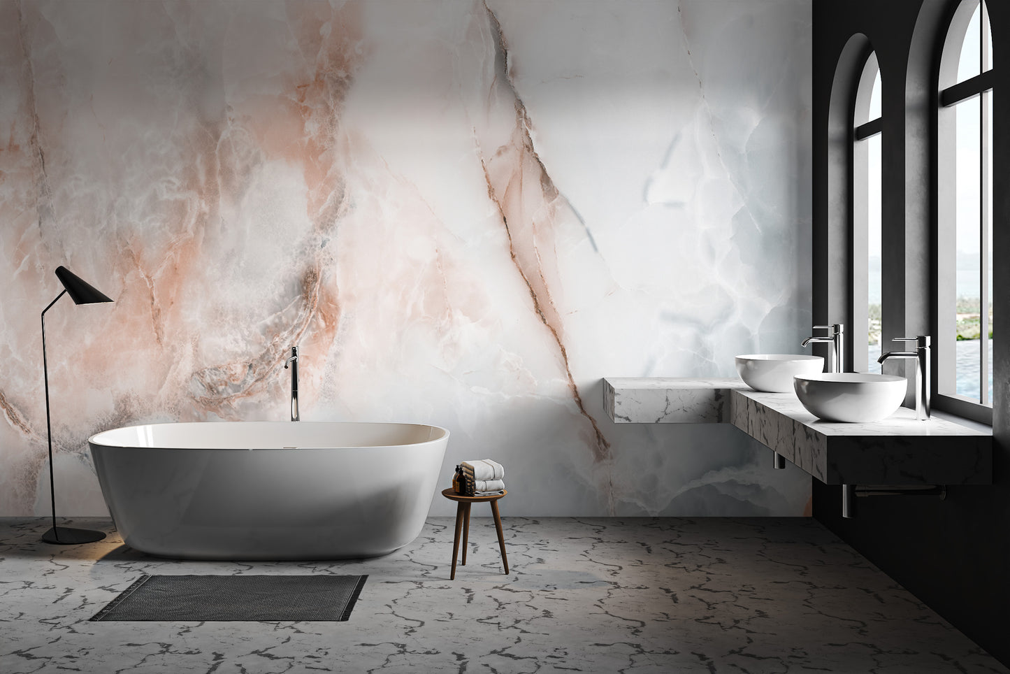 Luxurious wall mural featuring polished onyx marble design