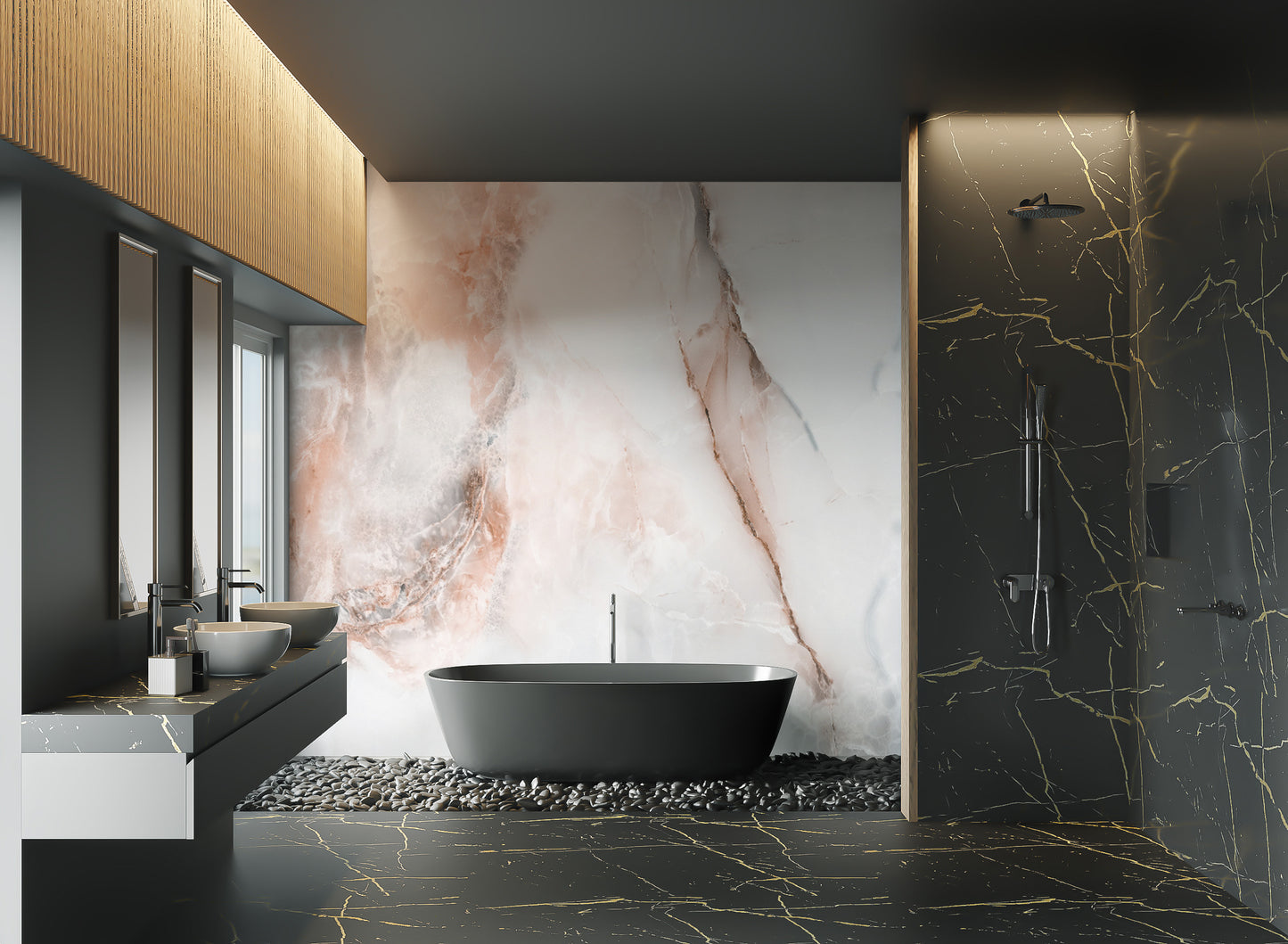 Onyx marble wall mural for a timeless, refined look