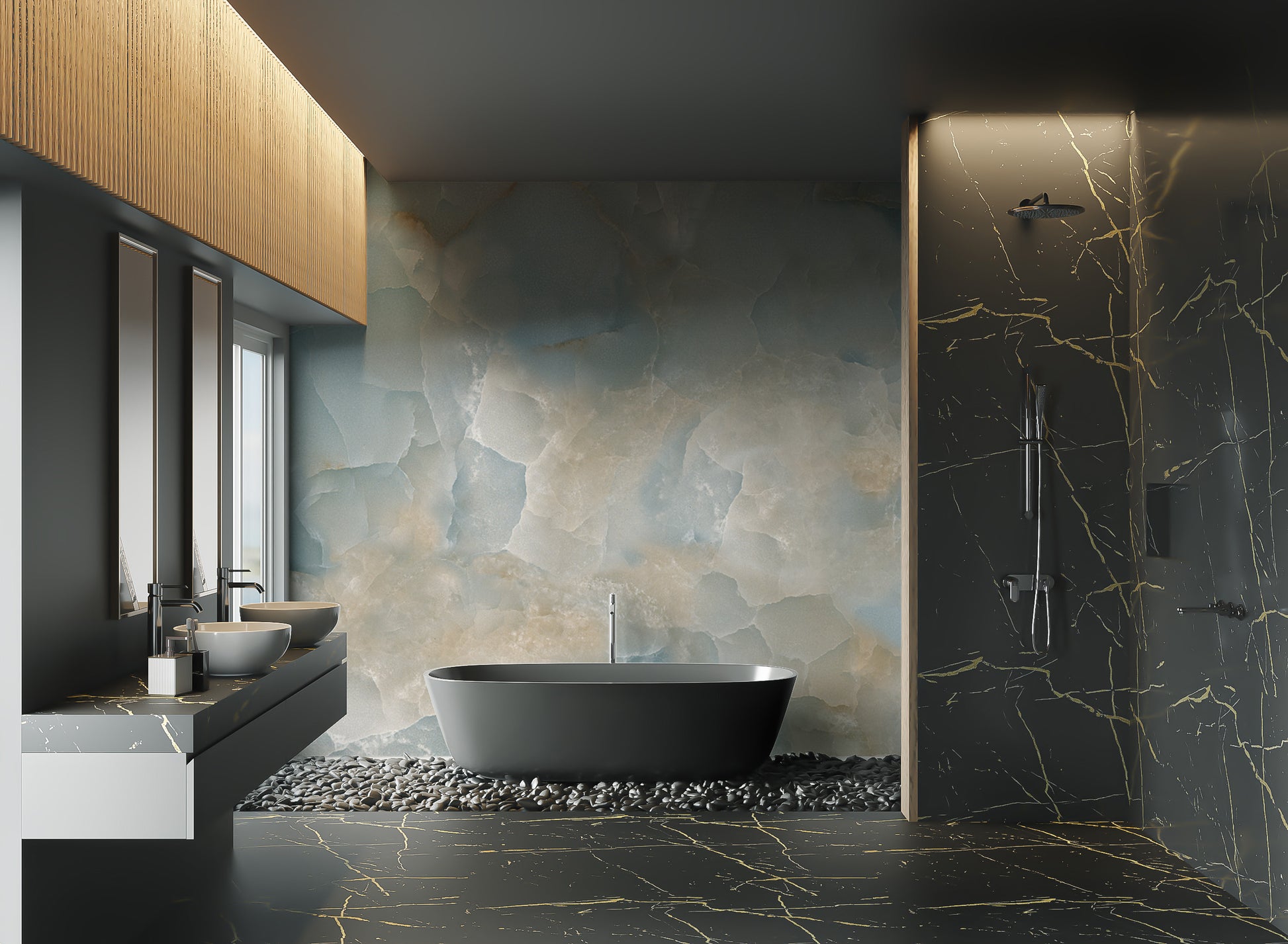 Colorful onyx wall mural for bold, modern interiors