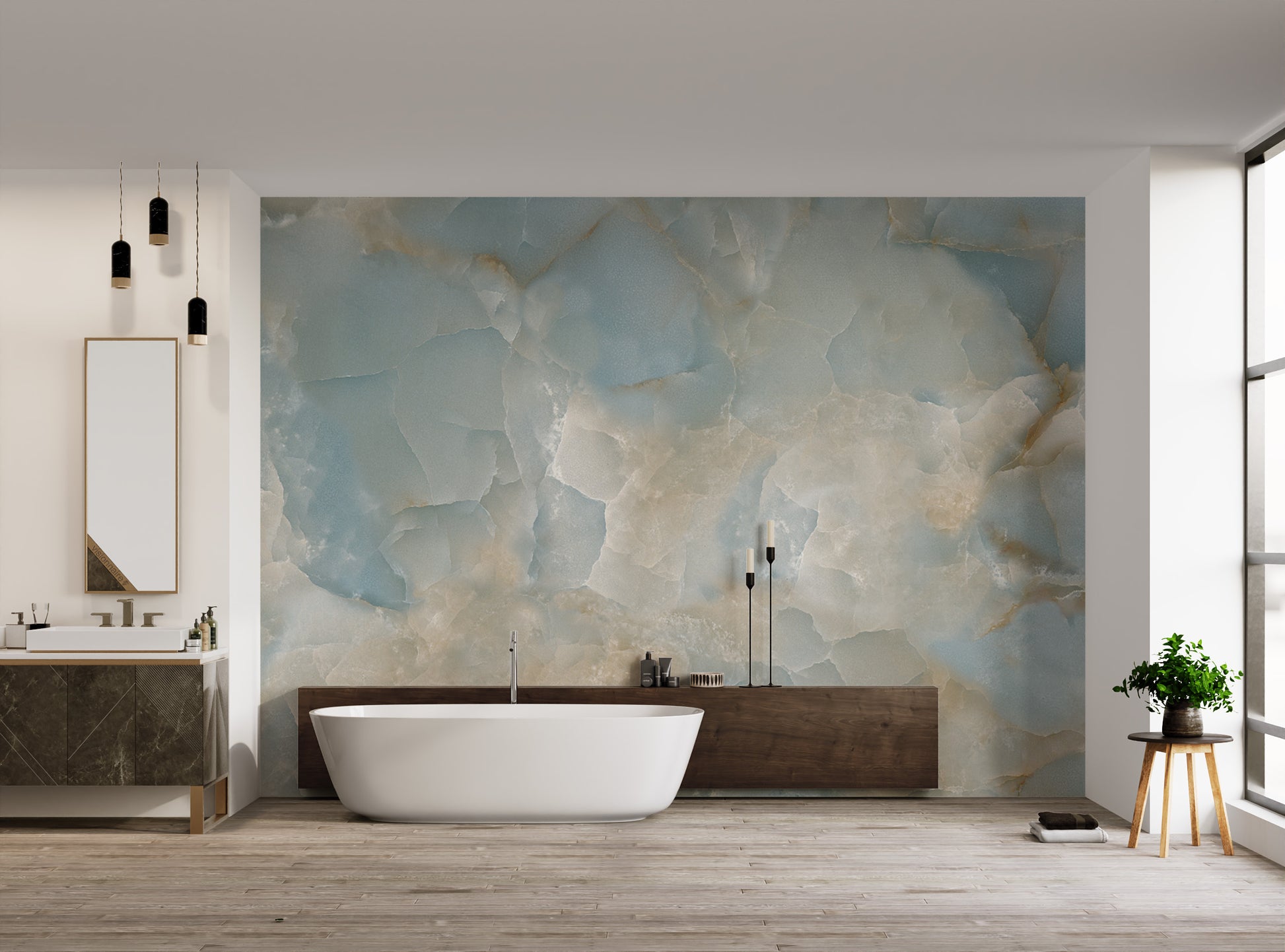 Artistic onyx texture mural with vivid, rich colors