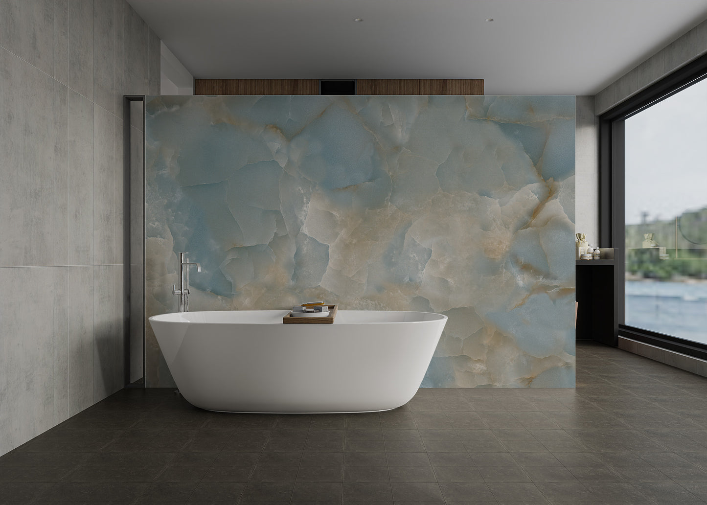 Vibrant wall mural featuring colorful onyx textures