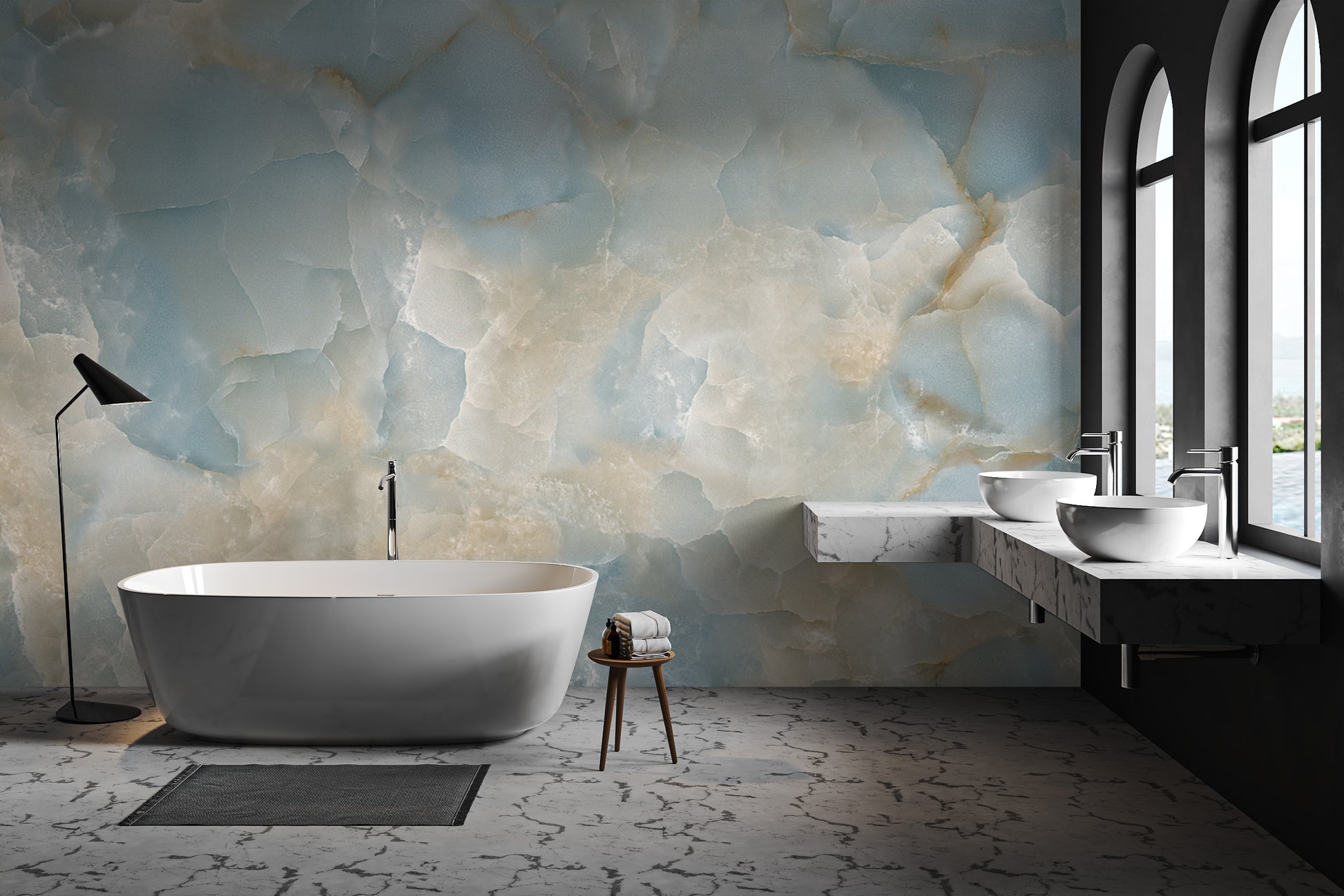 Luxurious wall mural with multicolored onyx textures