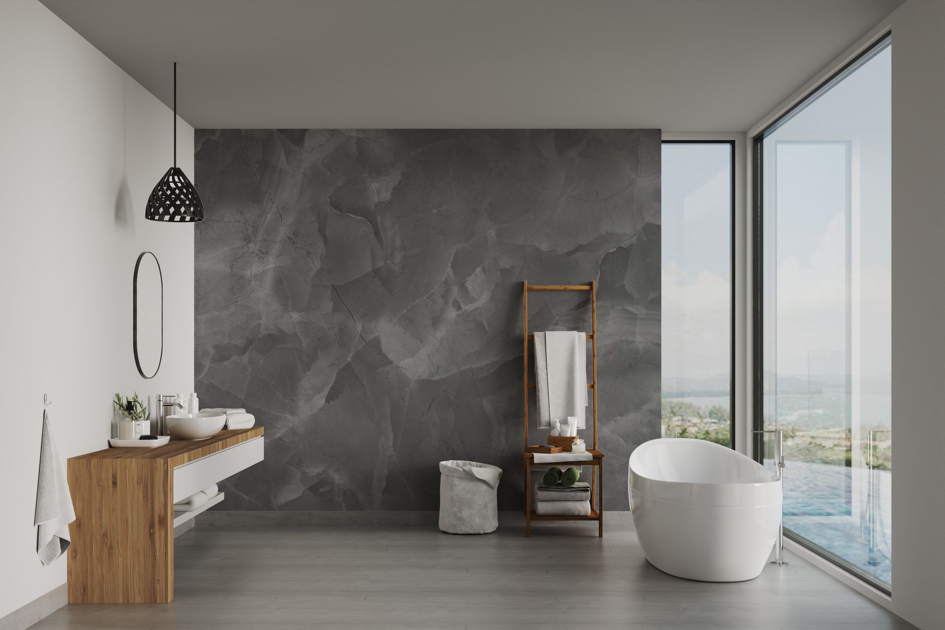 Luxurious grey marble wall mural for modern interiors