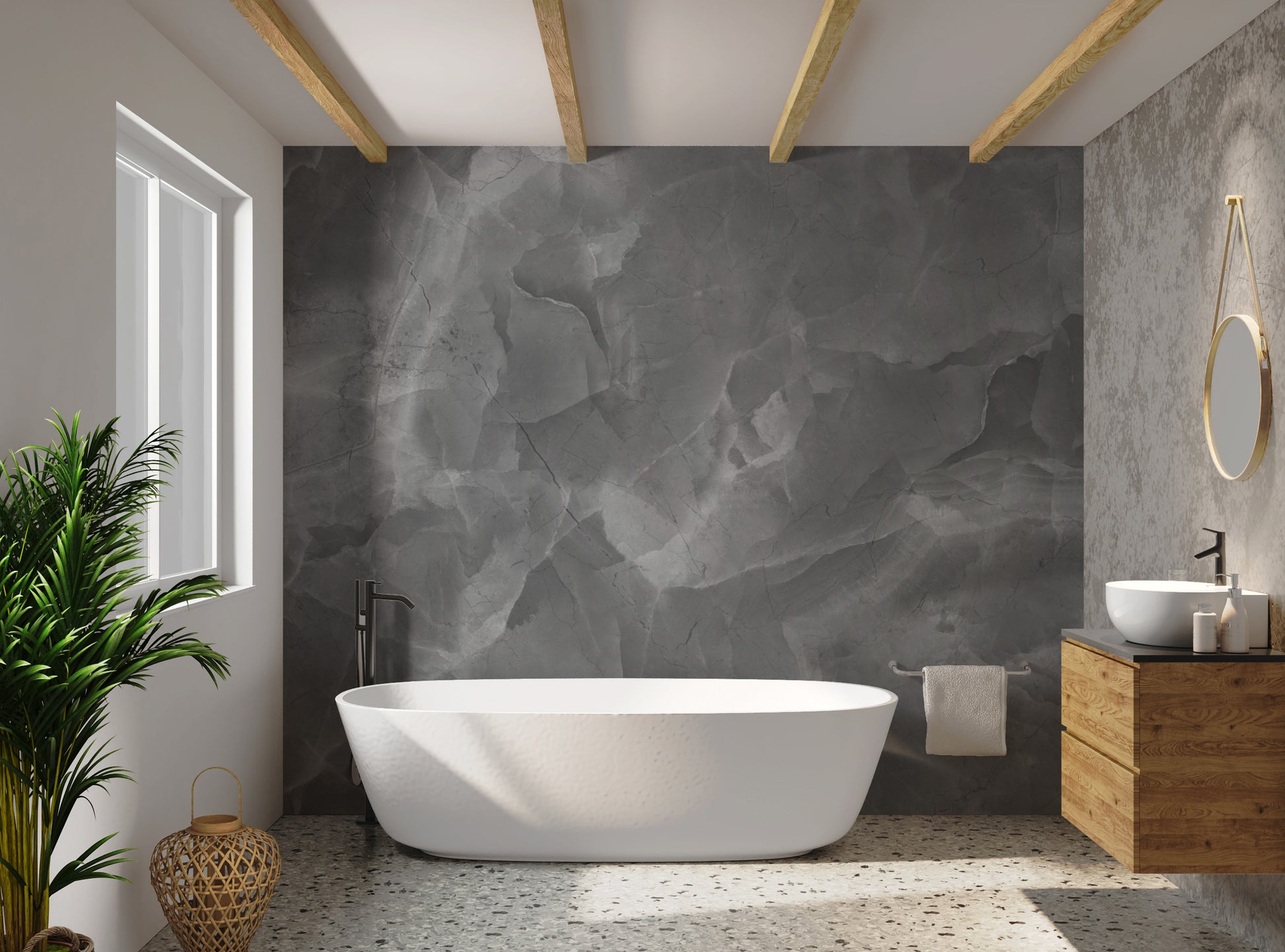 Elegant high-resolution grey marble mural for timeless decor