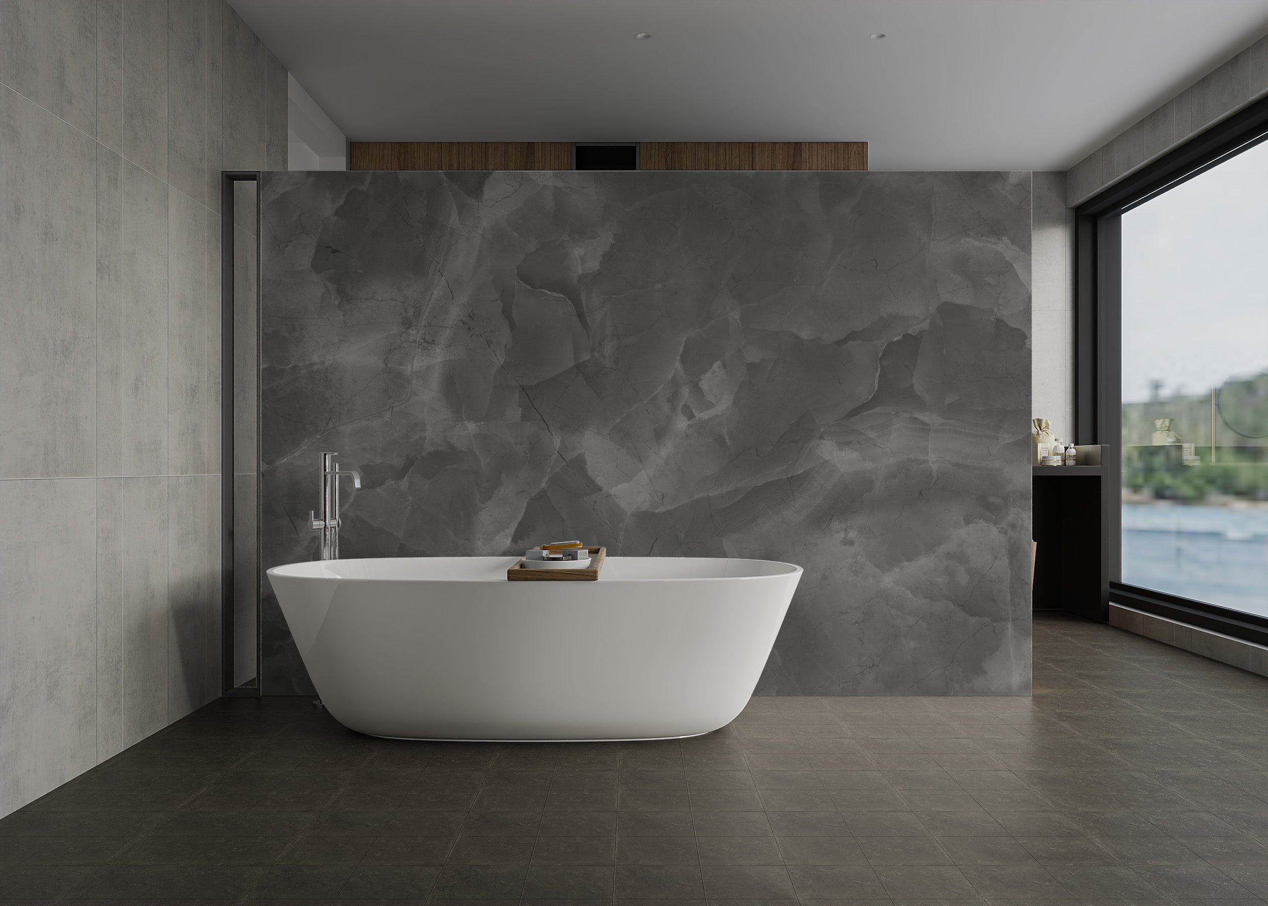 High-resolution wall mural featuring elegant grey marble