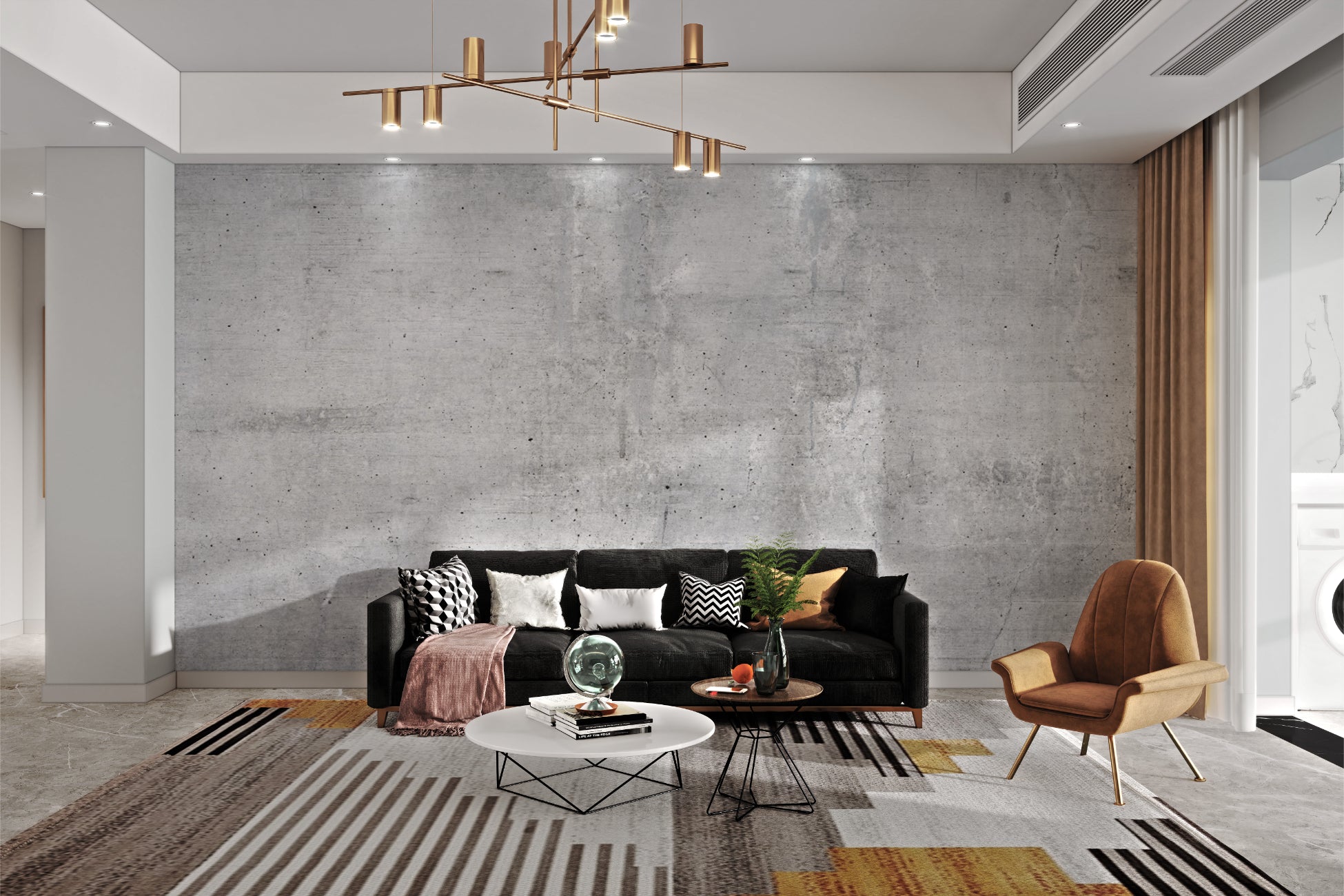 Aged concrete wall mural with industrial-style texture