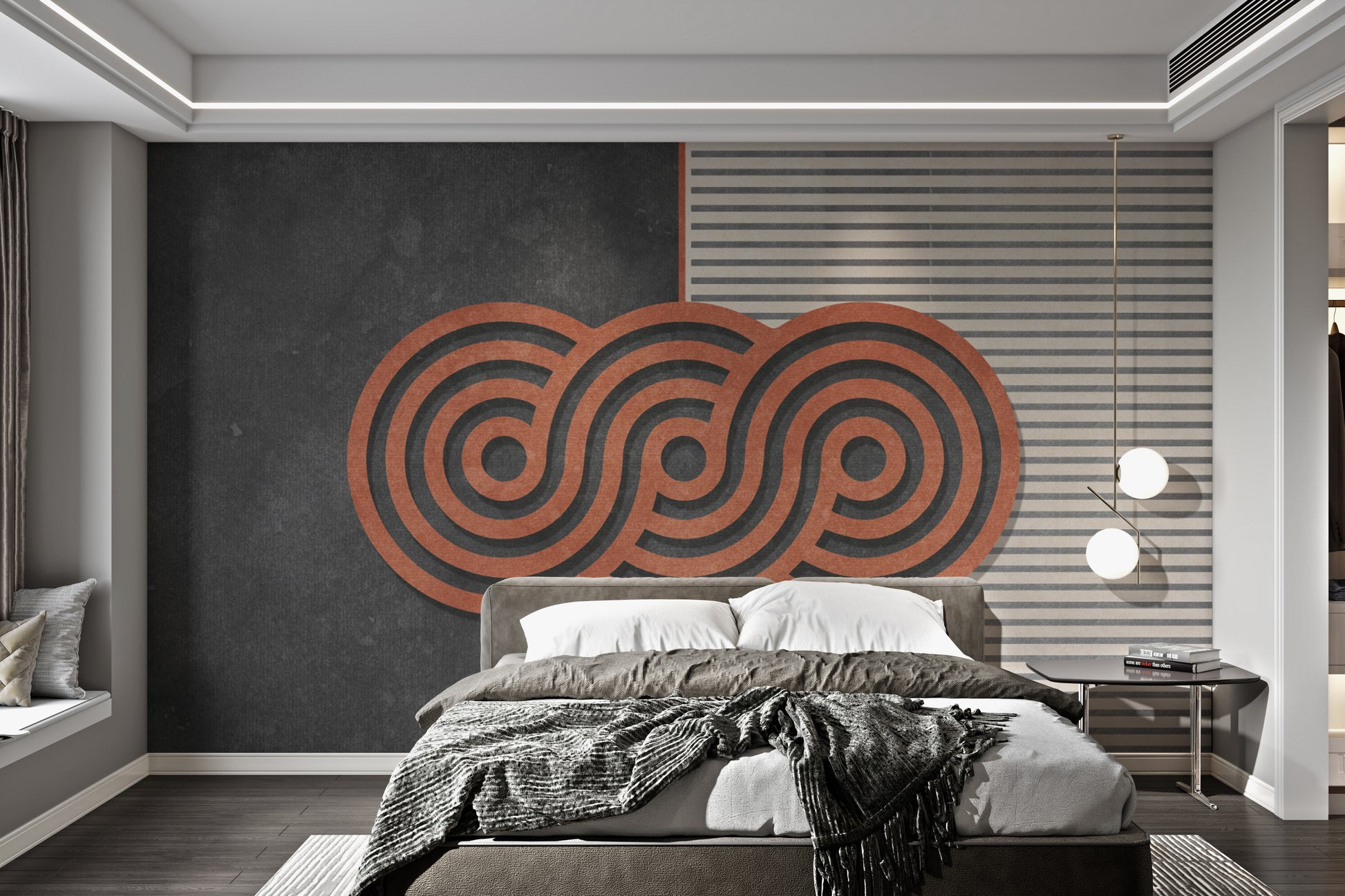 Stylish wall mural with modern circular patterns