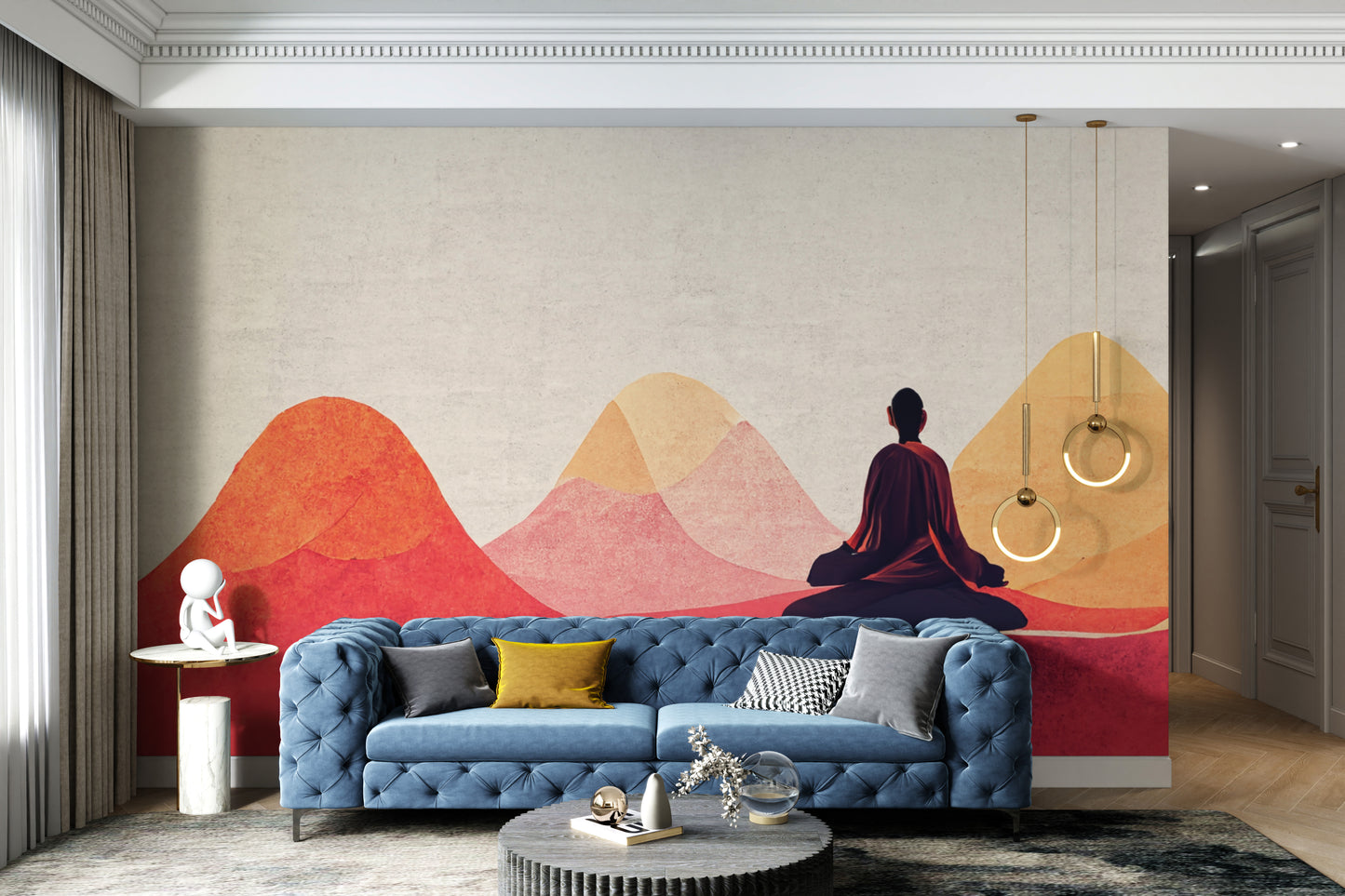 Relaxing wall mural with a mindful meditation theme