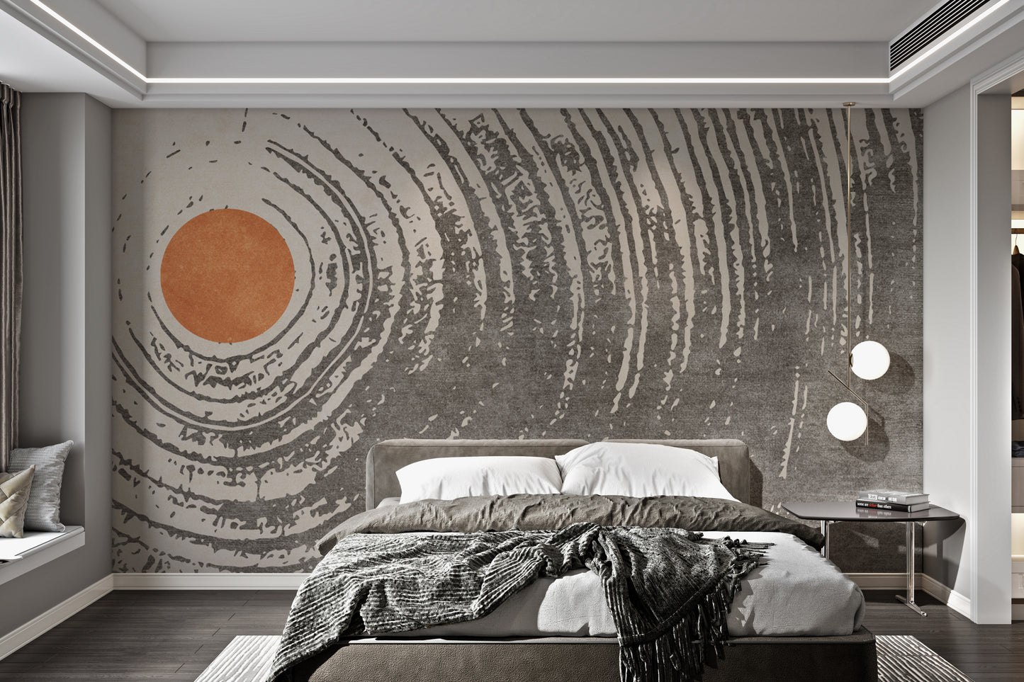 Sun Centered Abstract Circular Mural