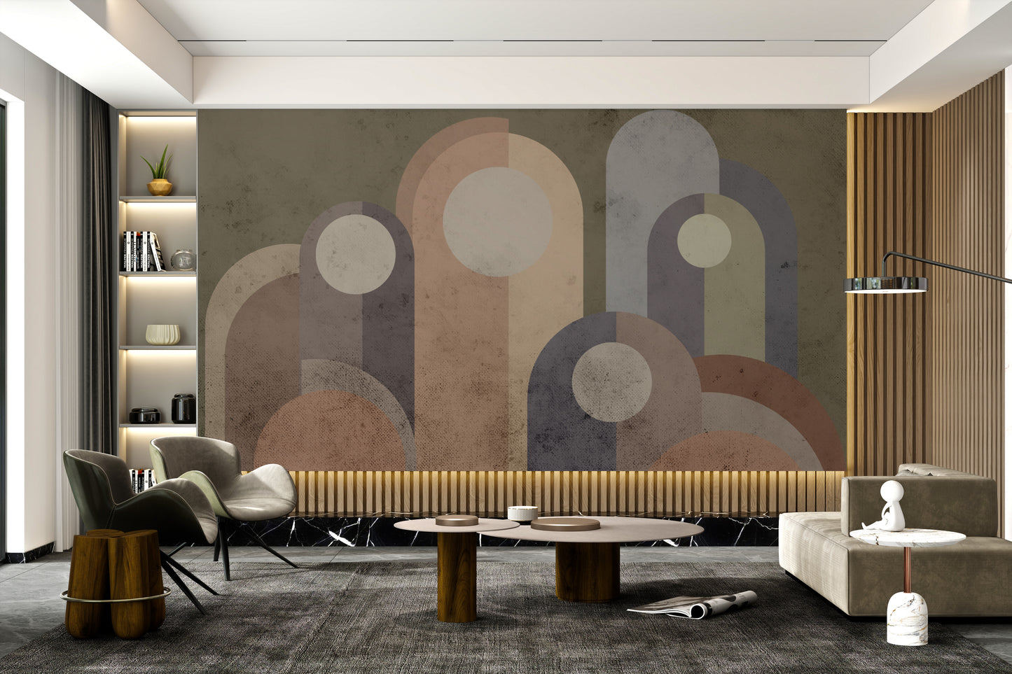 Abstract mural wallpaper featuring dynamic patterns