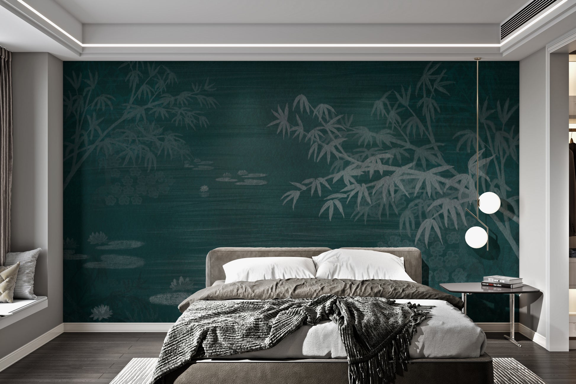 Peaceful bamboo forest wall mural for relaxation