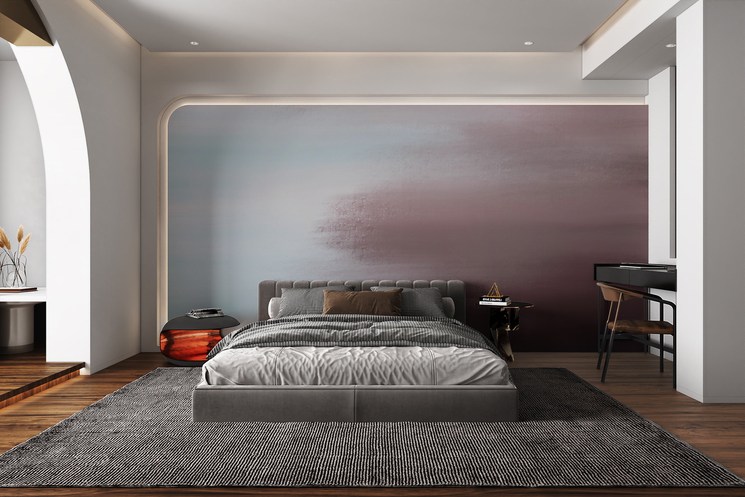 Gentle gradient abstract mural for tranquil spaces