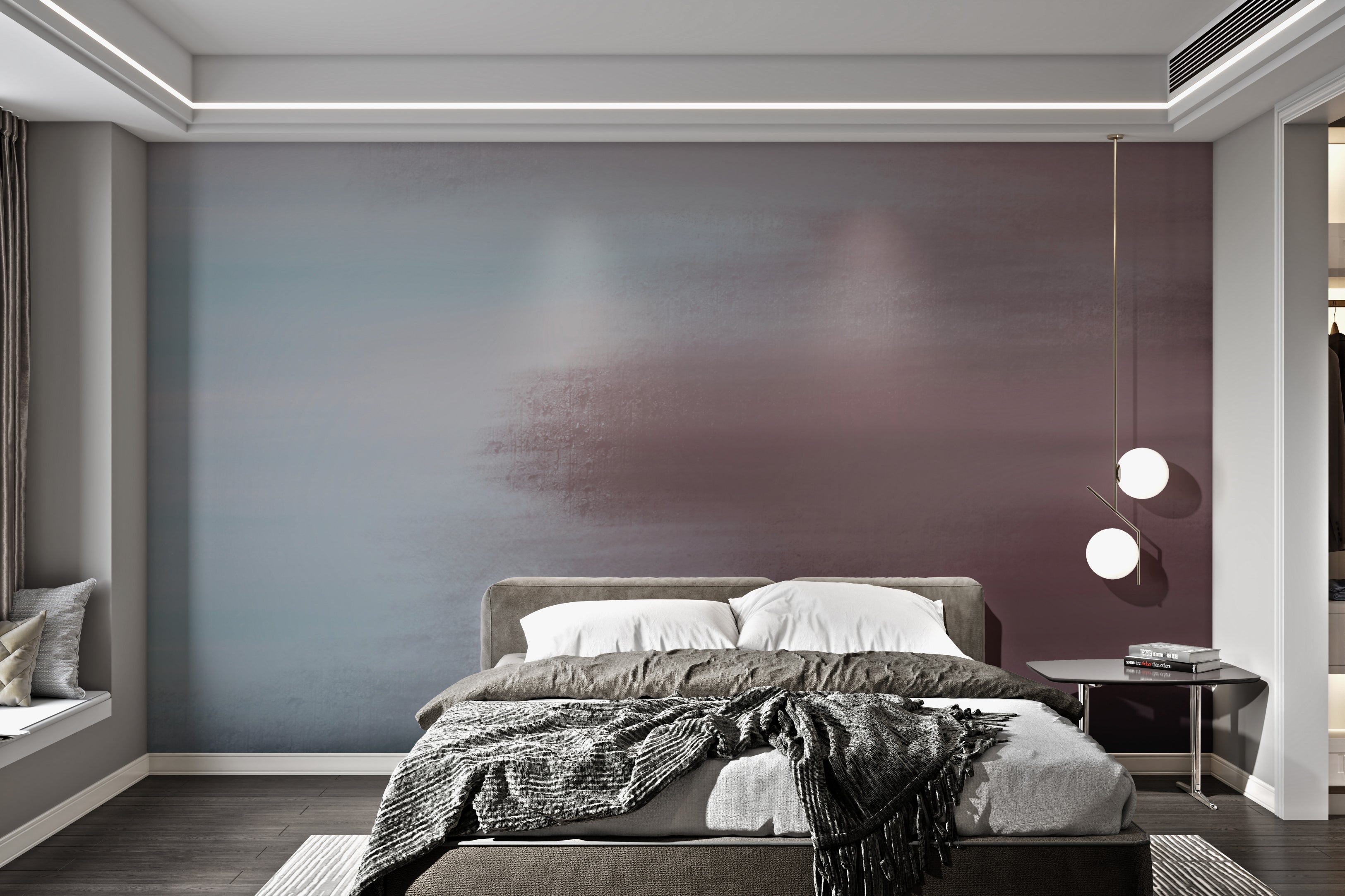 Gradient abstract mural perfect for quiet interiors