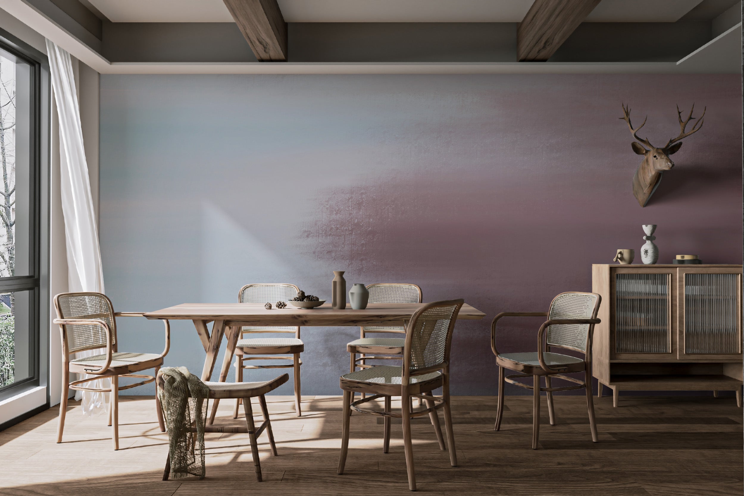 Calm abstract wall mural with soothing gradient hues