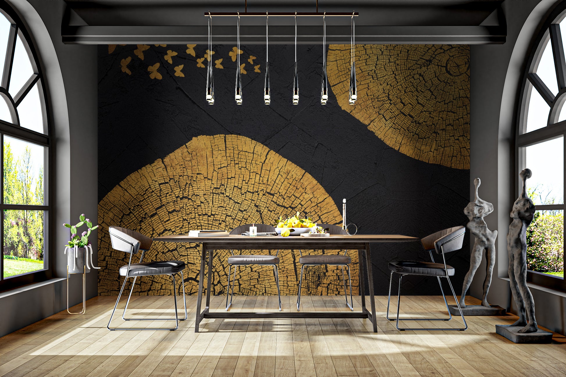 Graceful wall art featuring butterflies and gold tones