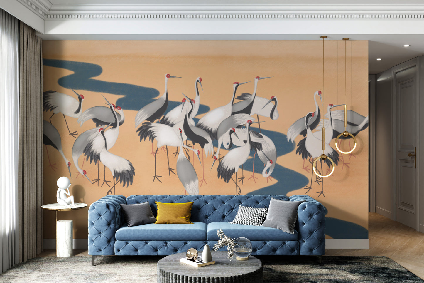 Elegant crane wall mural perfect for modern decor