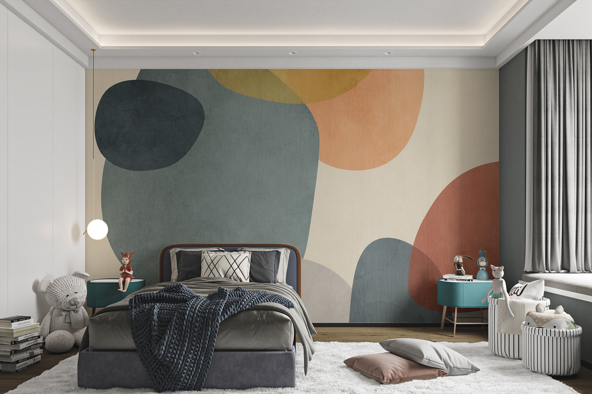 Stylish abstract mural featuring sharp shapes