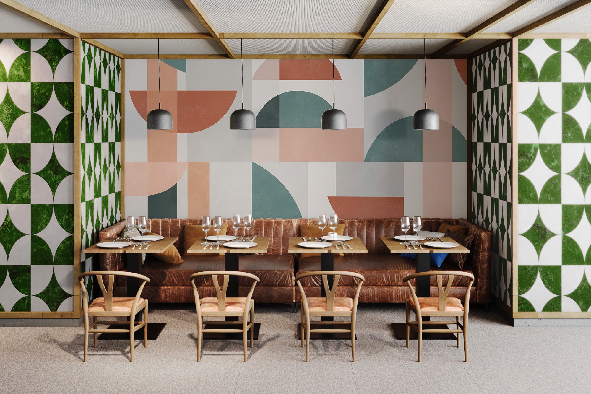 Geometric wallpaper mural in modern design