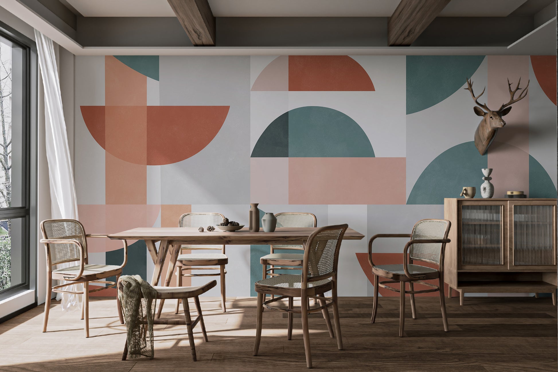 Stylish geometric abstract mural for walls