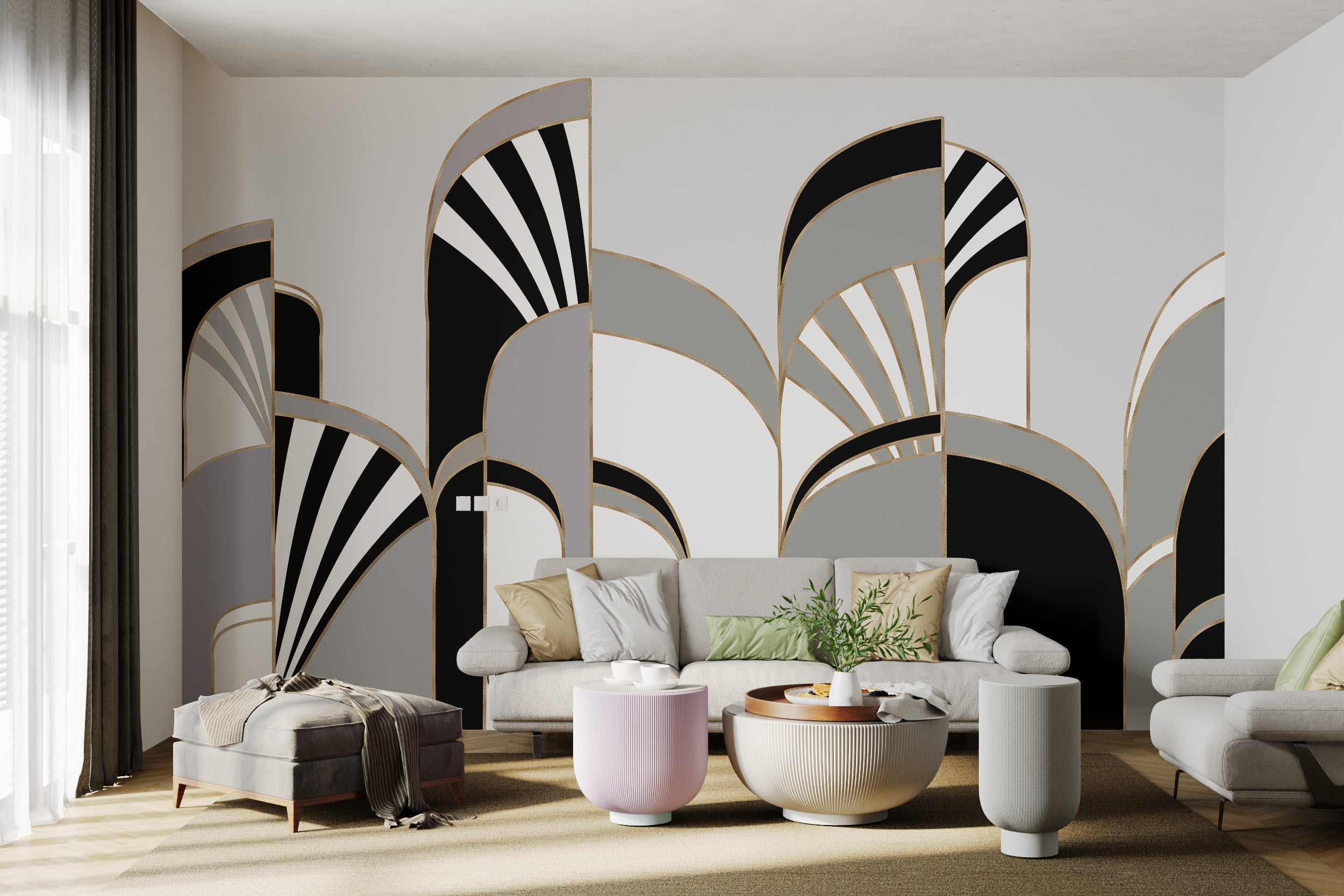 Classic art deco design with geometric shapes