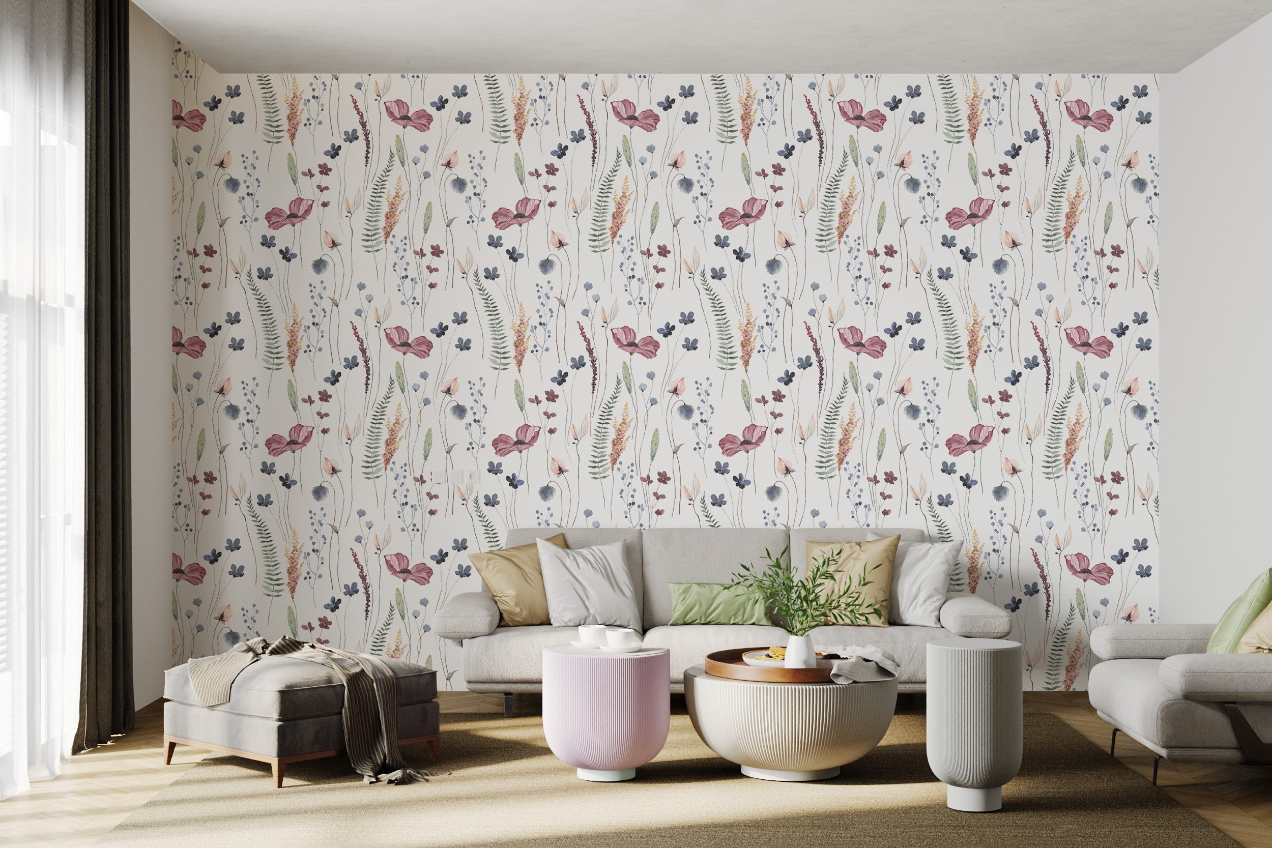 Seamless wallpaper with wildflowers print