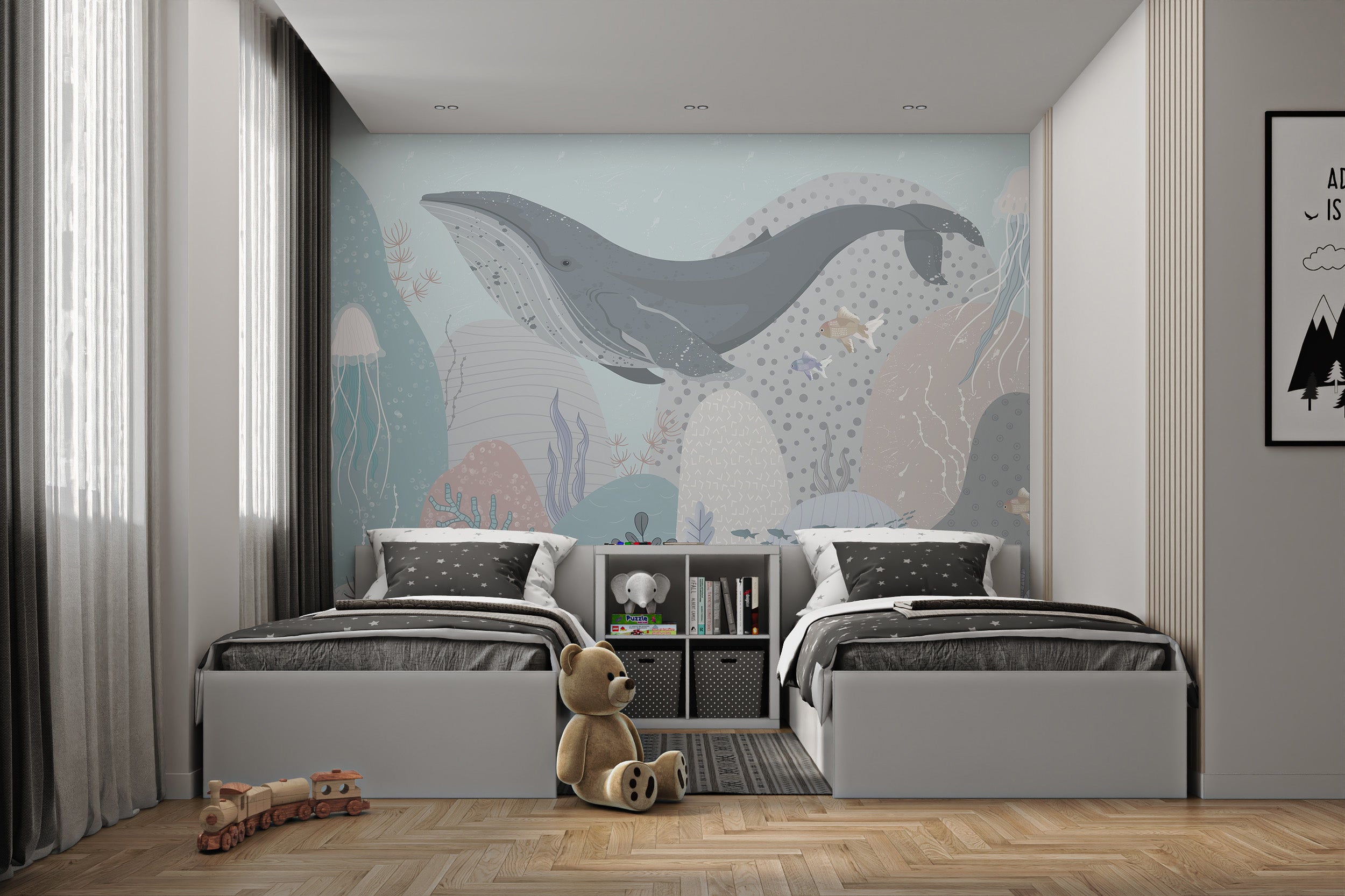 Ocean-inspired mural for serene interiors