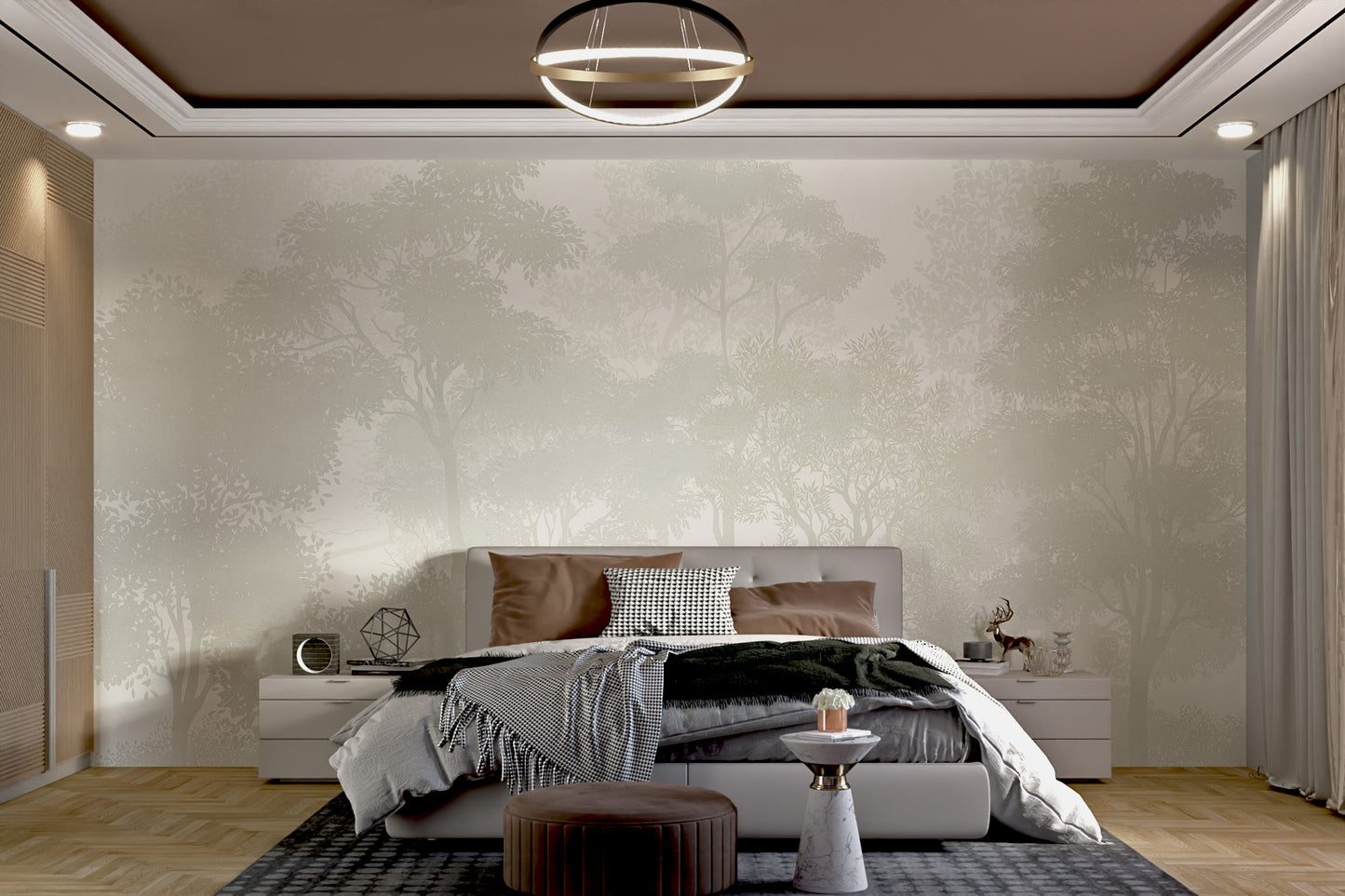 Foliage-inspired nature wall mural design