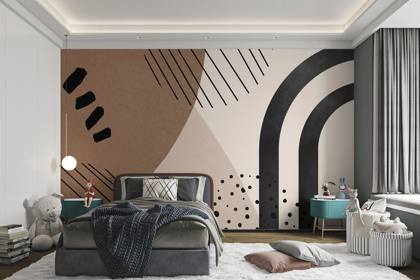 Minimalist design with geometric patterns on wallpaper