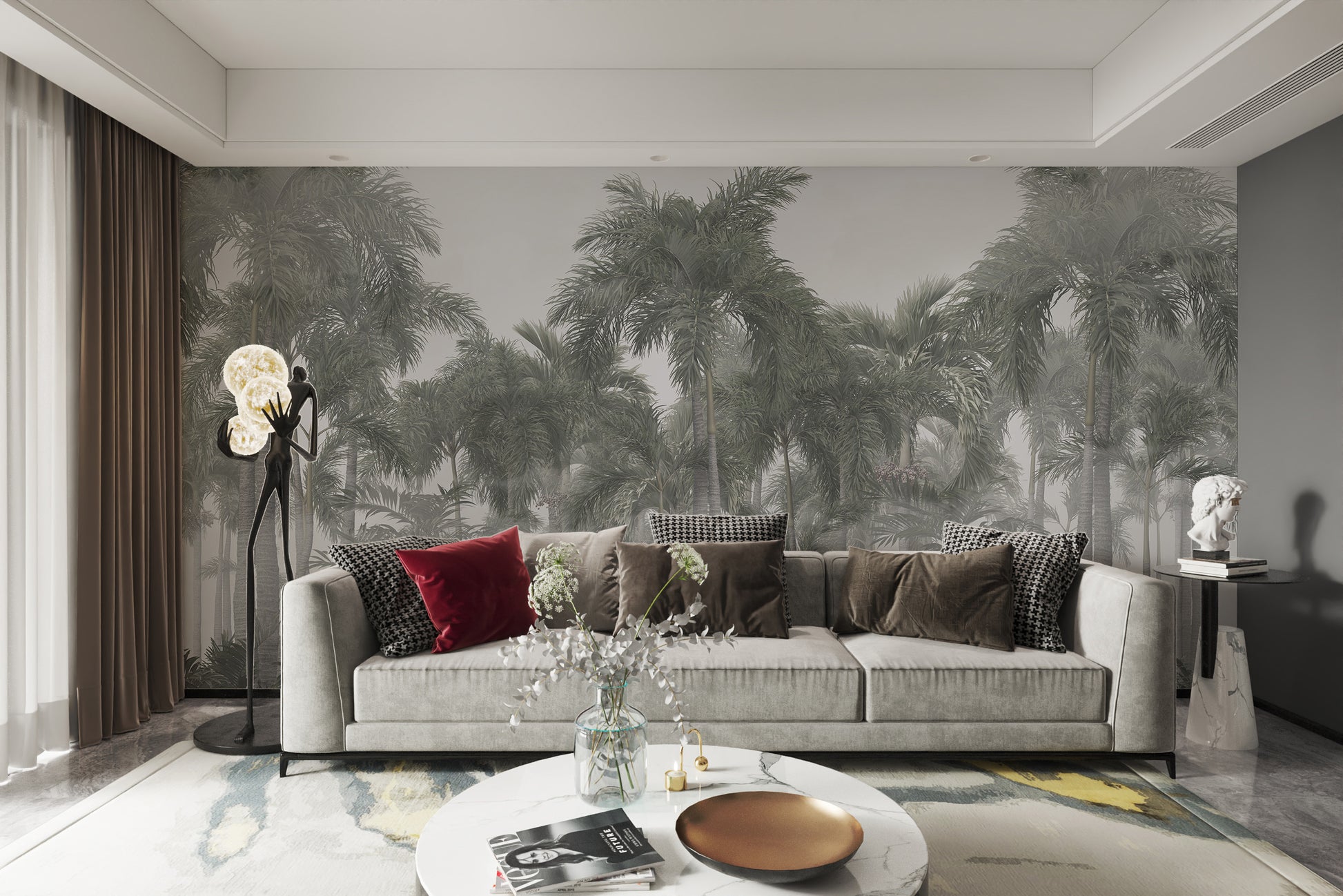 Palm tree wall mural for living room decor