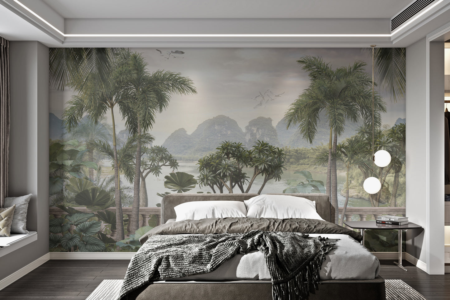 Jungle wallpaper mural with vibrant tropical plants