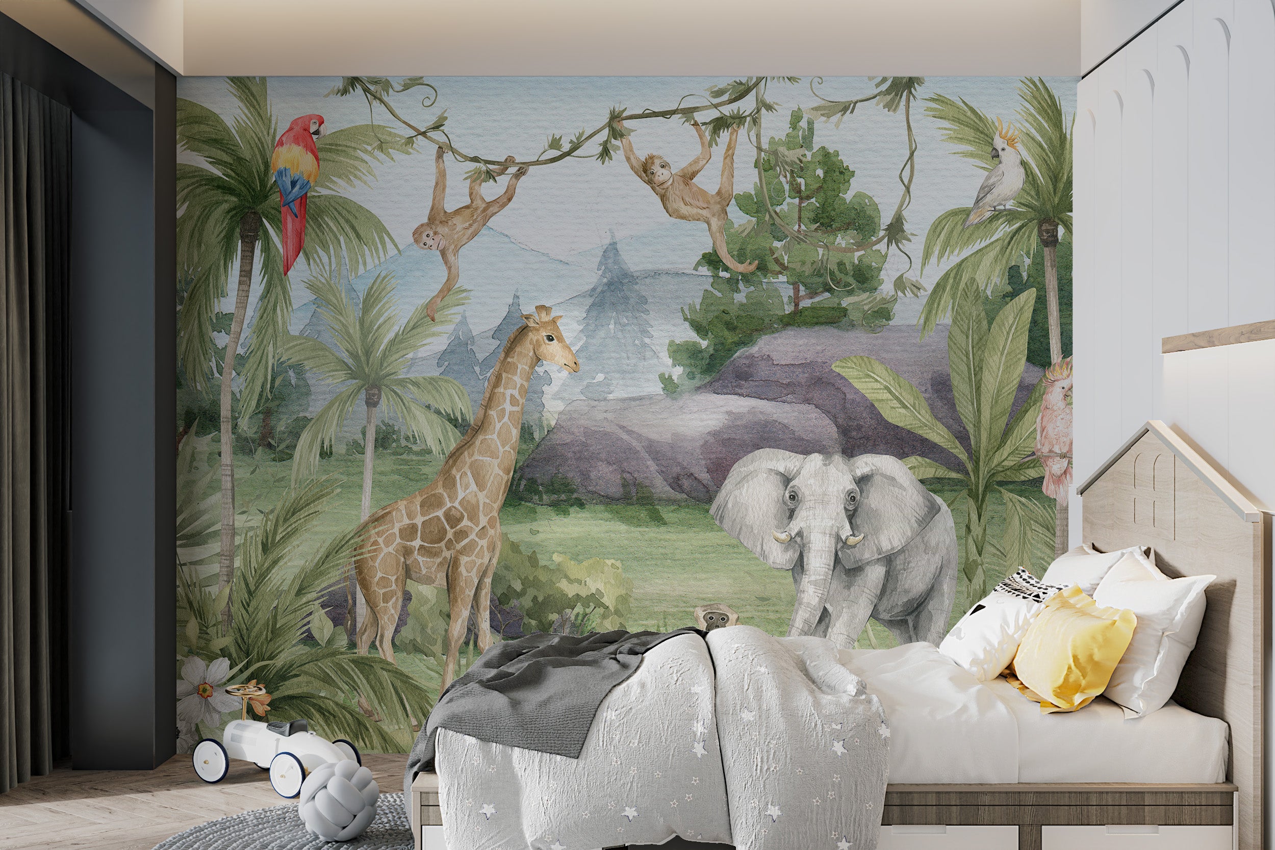 African animal wallpaper with watercolor design