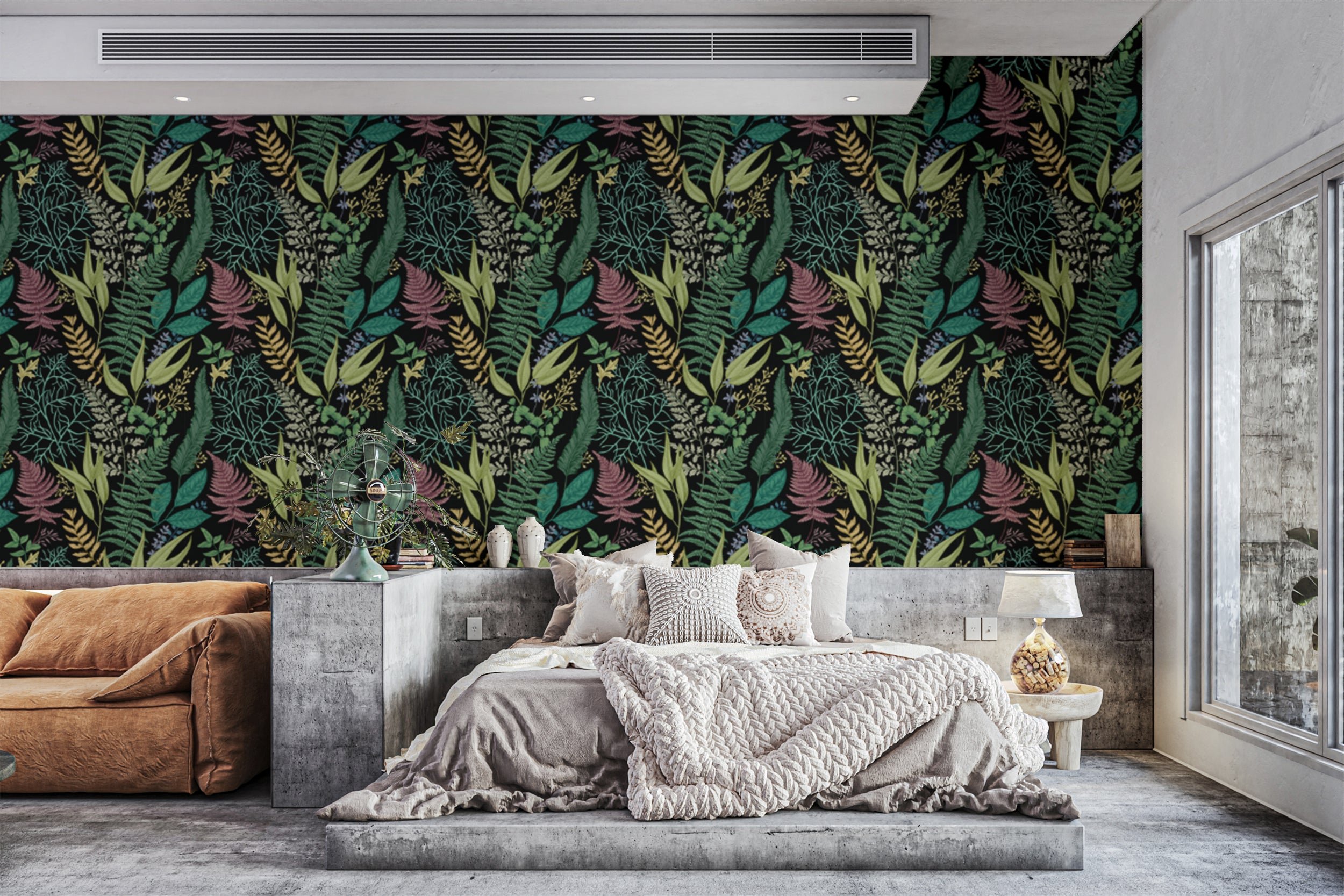 Tropical wallpaper featuring lush botanical patterns